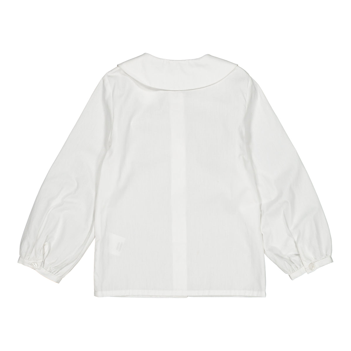 Octavia, girl blouse, in white poplin with navy ribbon