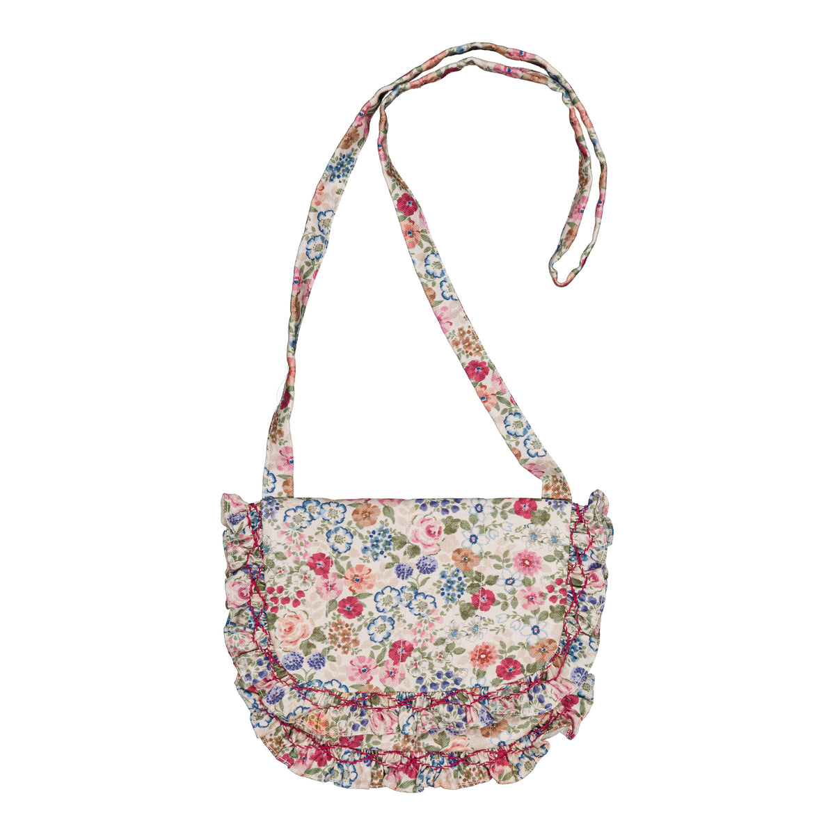 Mimosa, smocked shoulder bag, in Pink and raspberry floral print