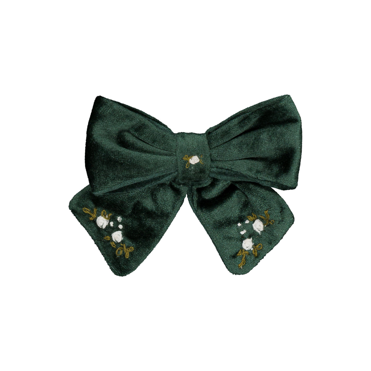 Bonnie-B, embroidered hair clip, in Emerald green velvet