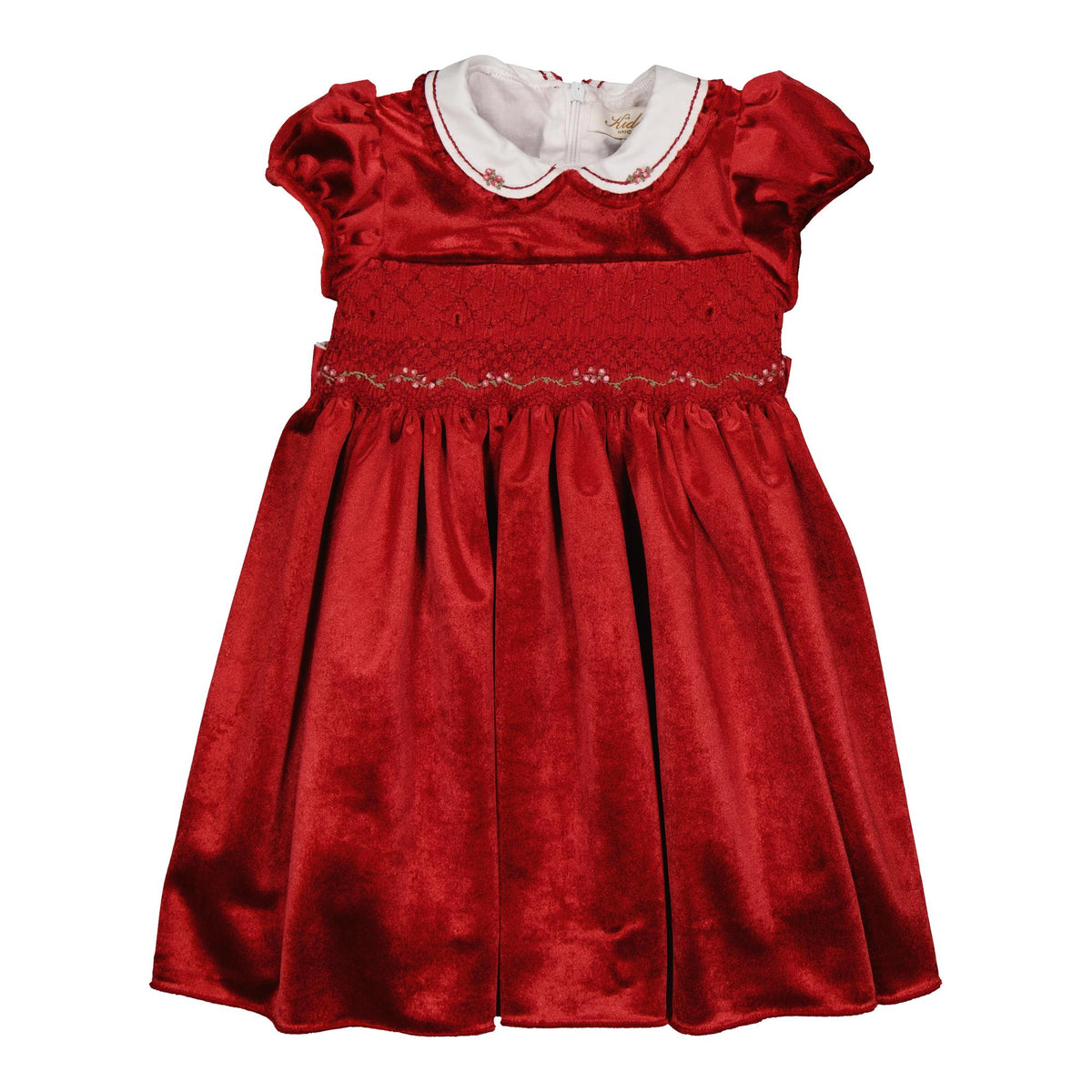 Héloïse, smocked dress, in Burgundy velvet