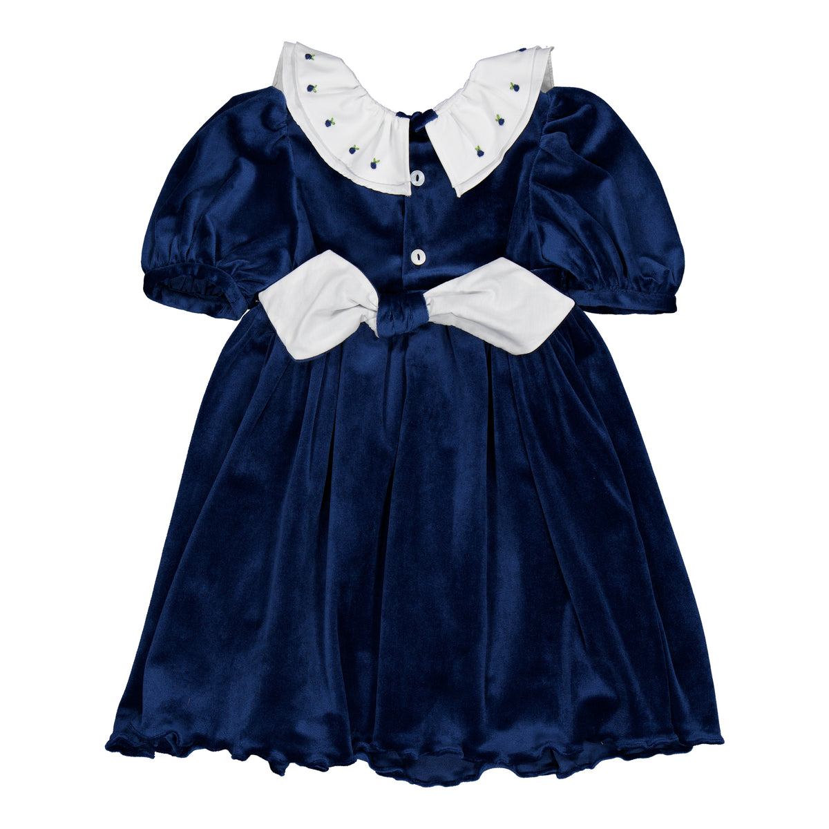 Joséphine, smocked dress, in Navy velvet
