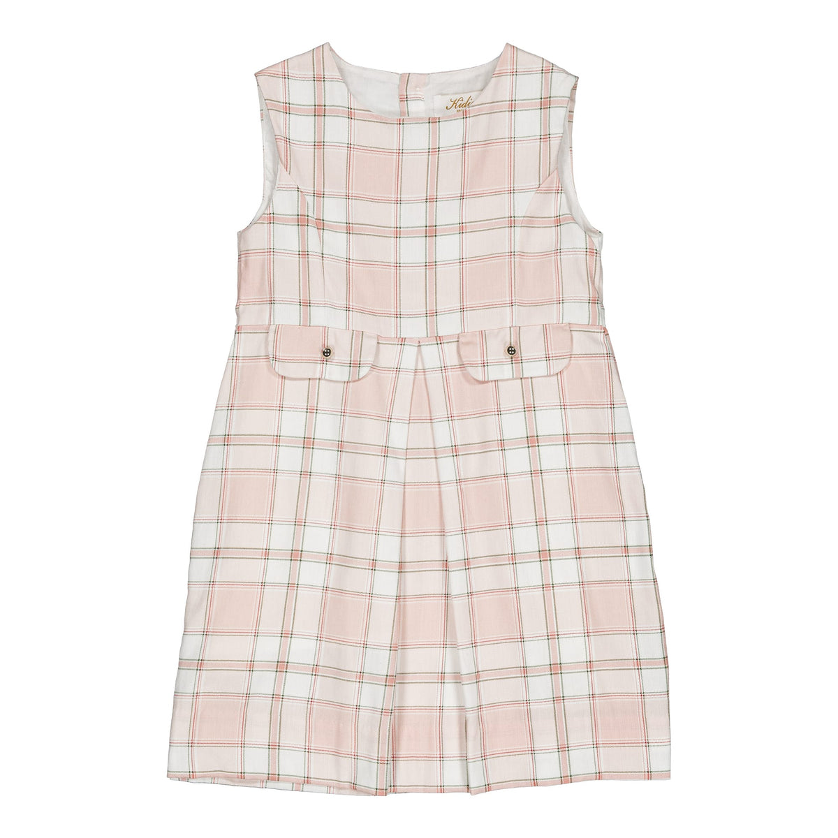 Laetitia, pinafore girl dress, in Pink tartan