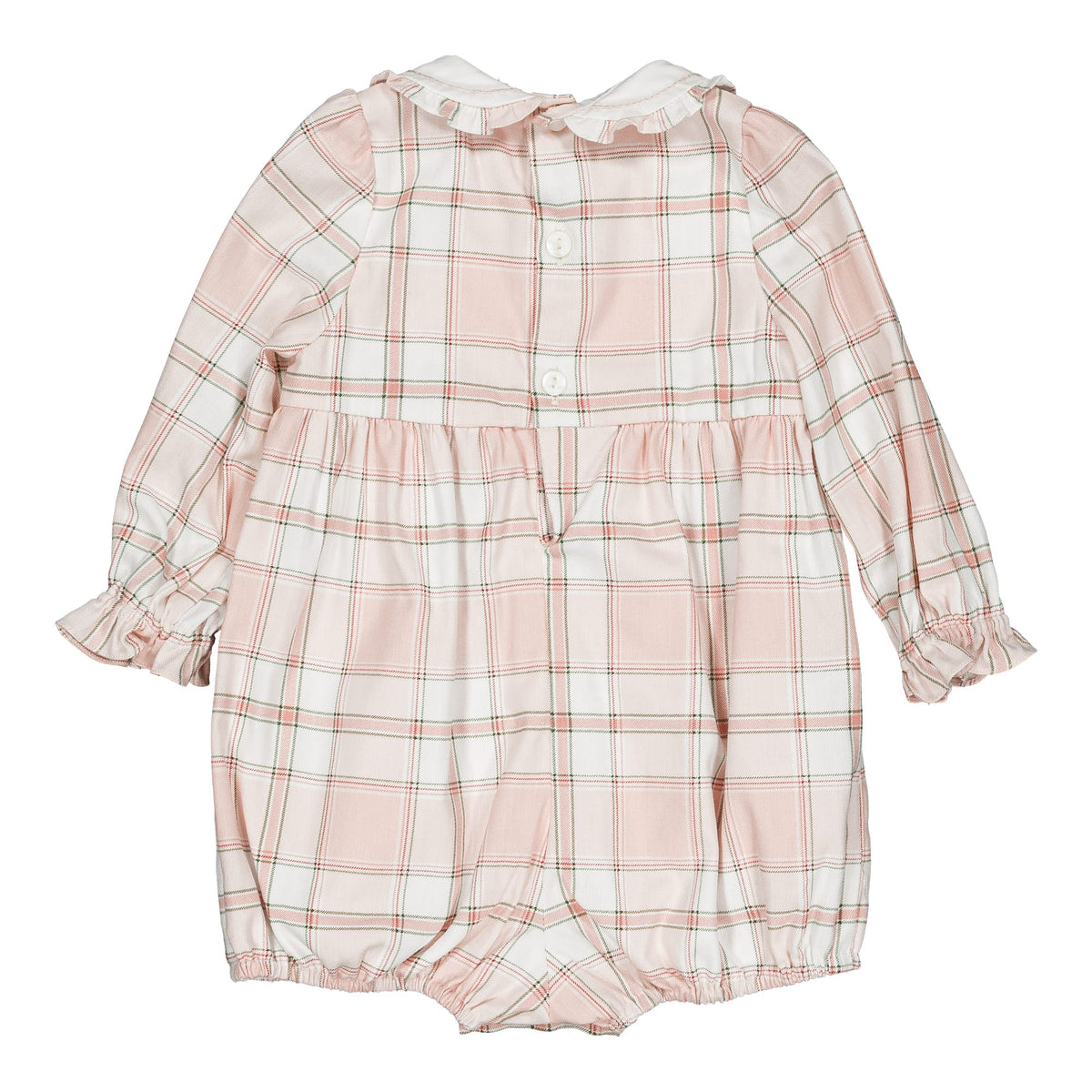 Arlette, girl romper, in Pink tartan