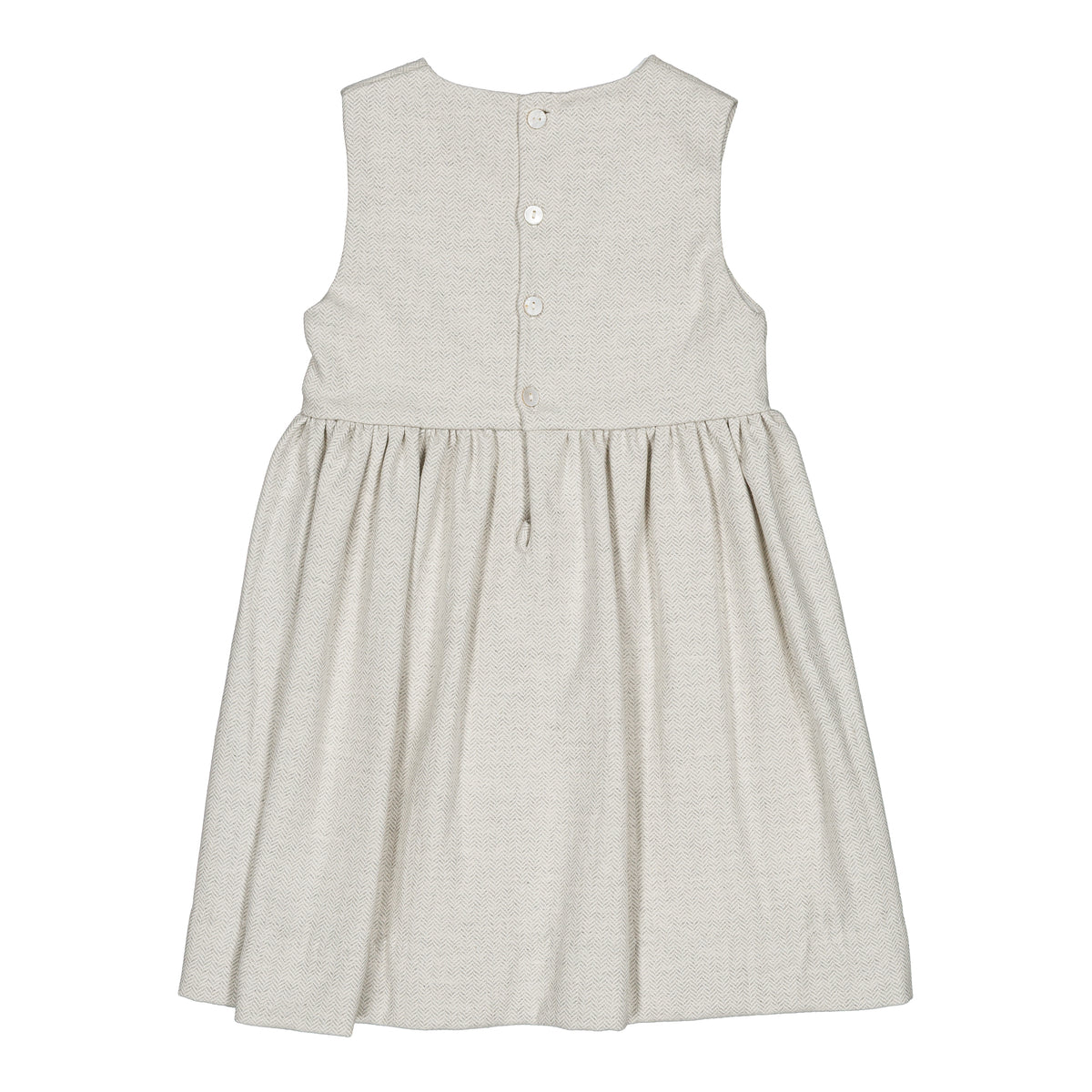 Laetitia, pinafore girl dress, in Grey Herringbones