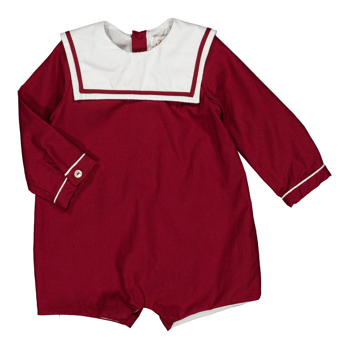 Constantin, romper, in Burgundy organic cotton twill