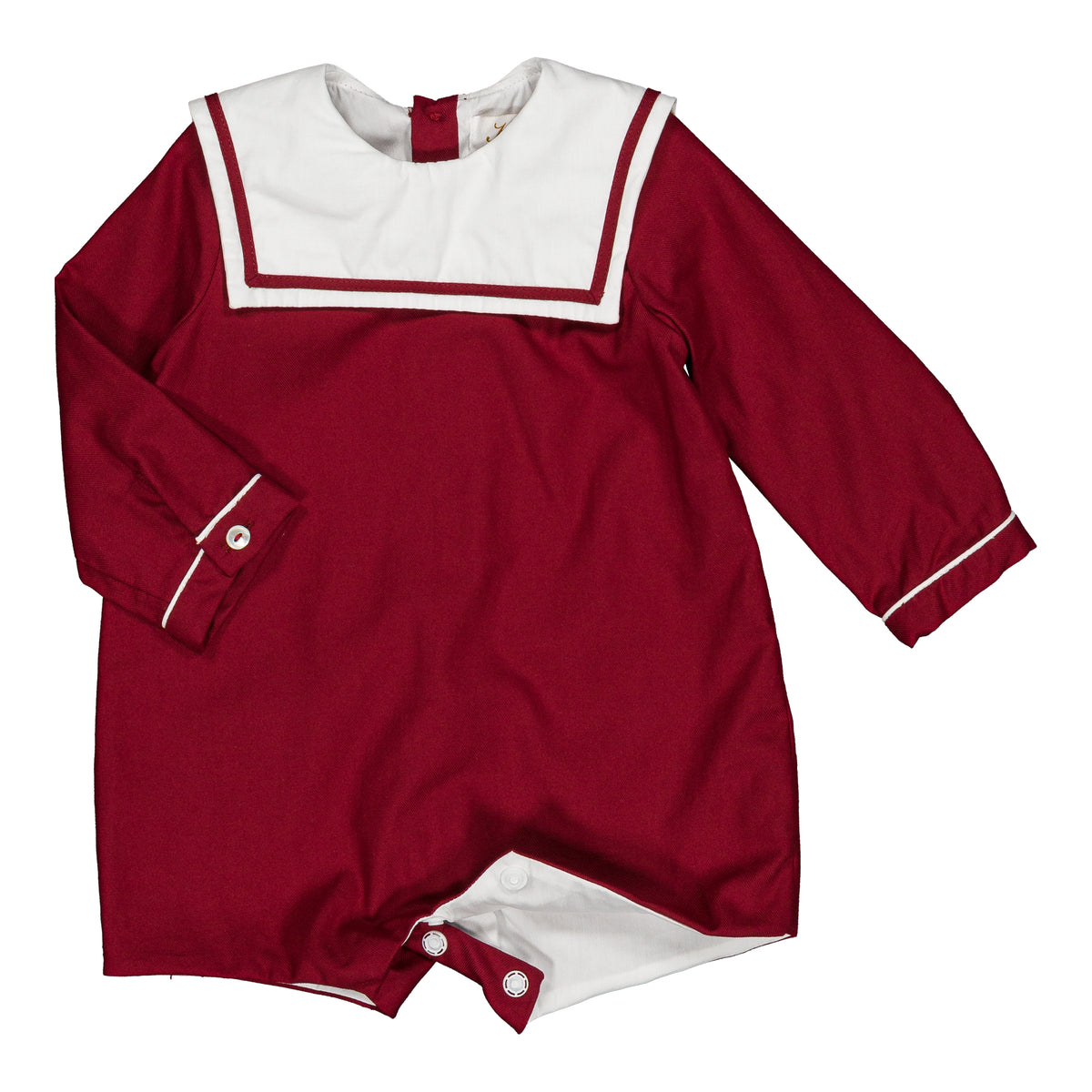 Constantin, romper, in Burgundy organic cotton twill