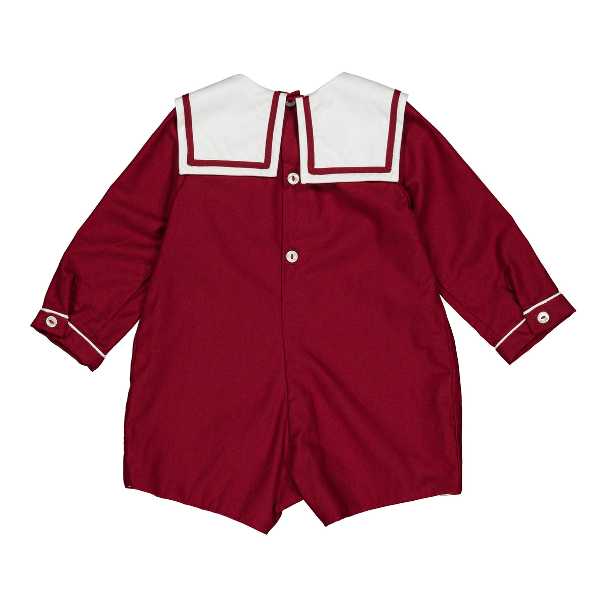 Constantin, romper, in Burgundy organic cotton twill