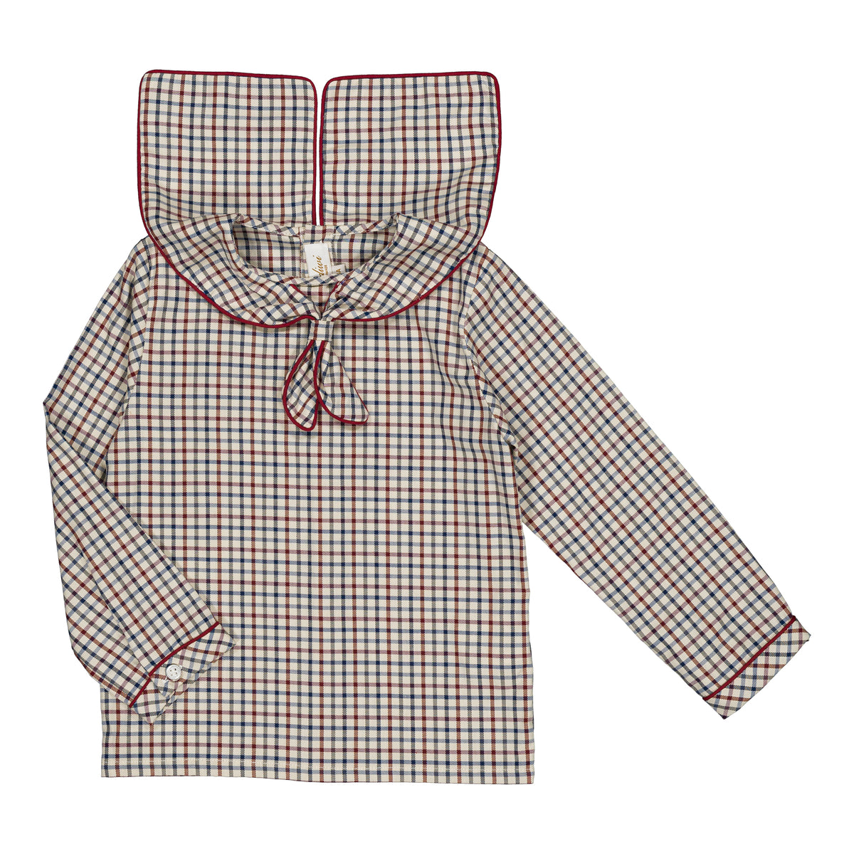 Eustache, boy shirt, in Off-white, navy blue and burgundy red checks