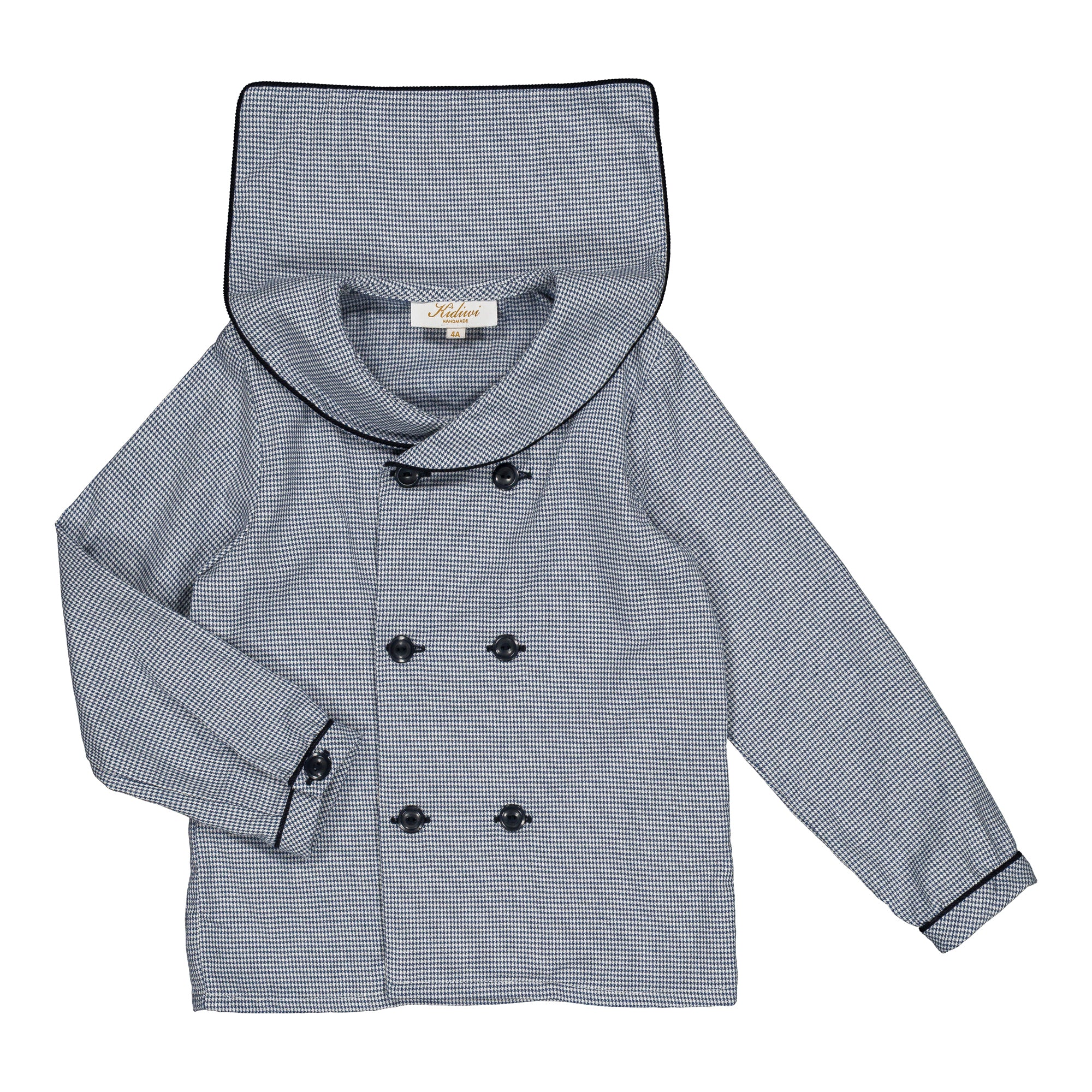 Ambroise, boy shirt, in Navy blue houndstooth