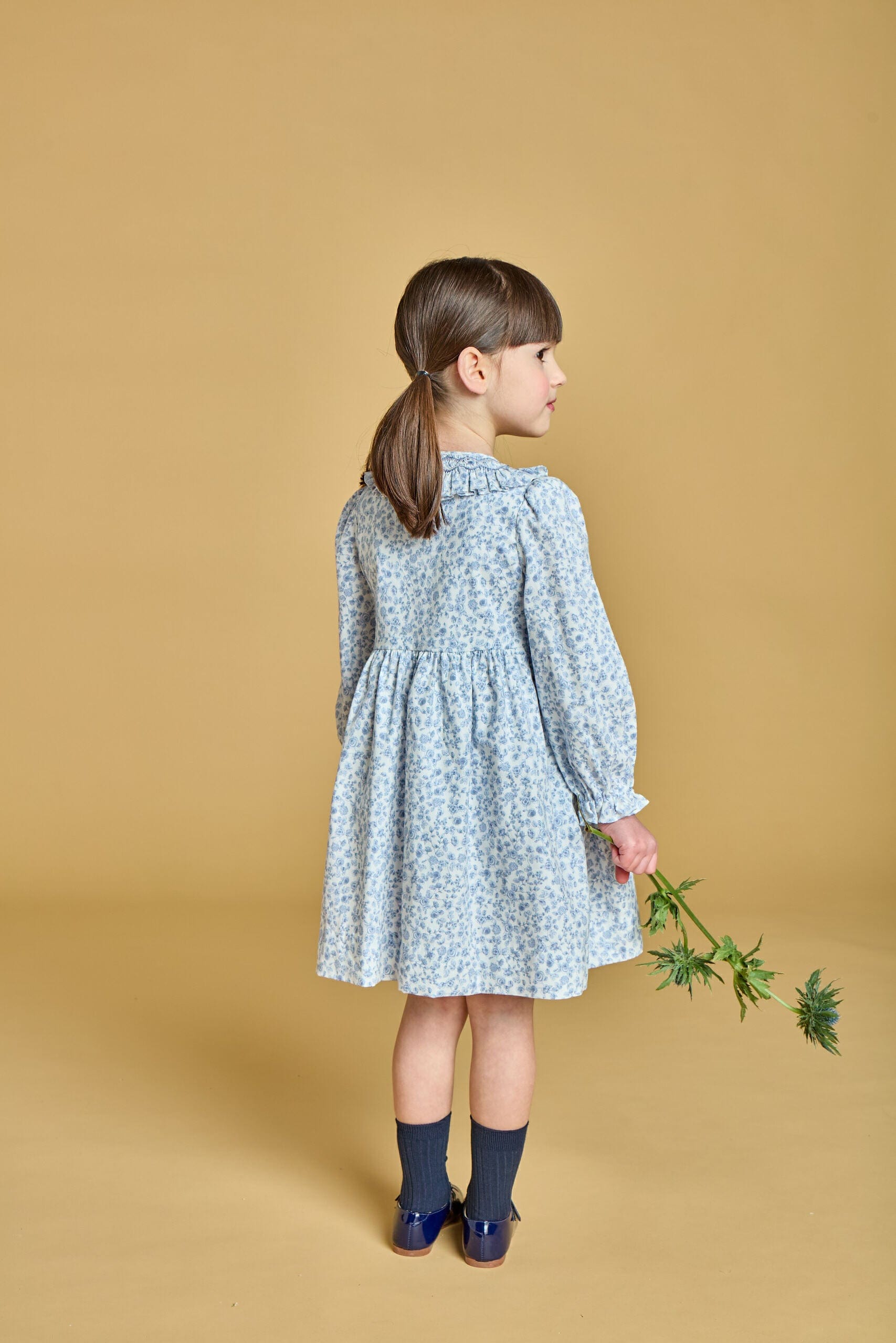 Adeline, robe smockée imprimé Blue garden