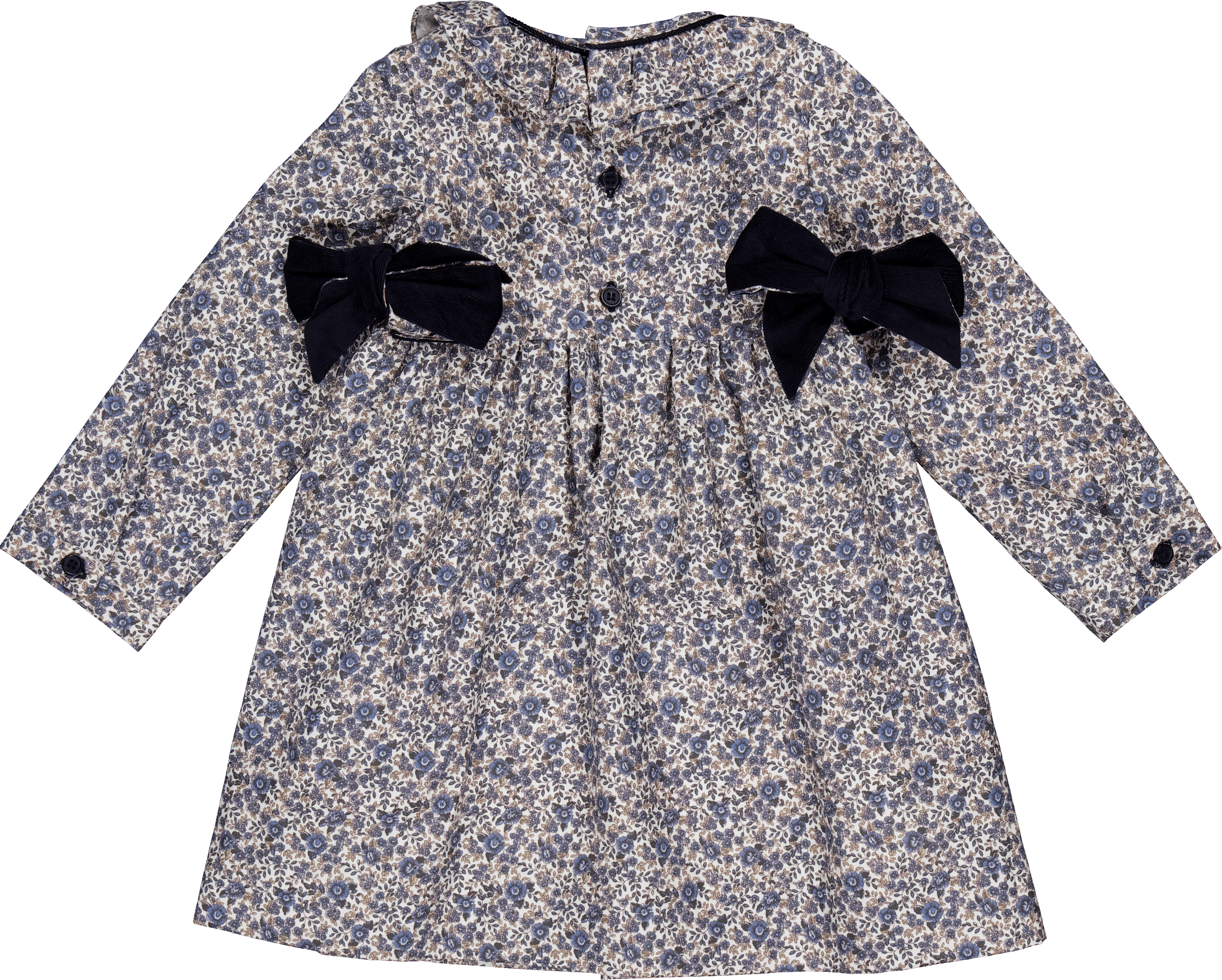 Adriana, robe smockée, imprimé bleu marine