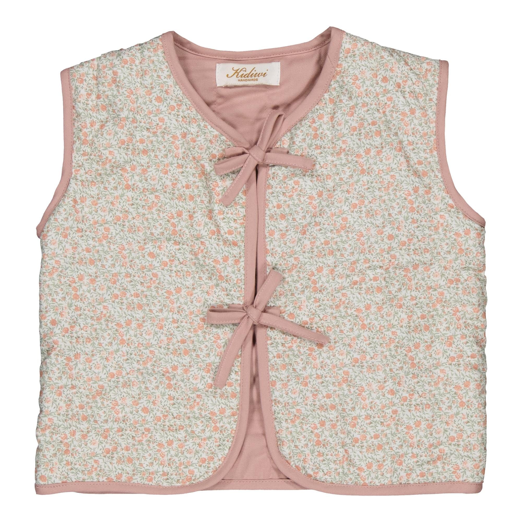 Aloïs, veste matelassée en sable rose et imprimé rose vif et thé