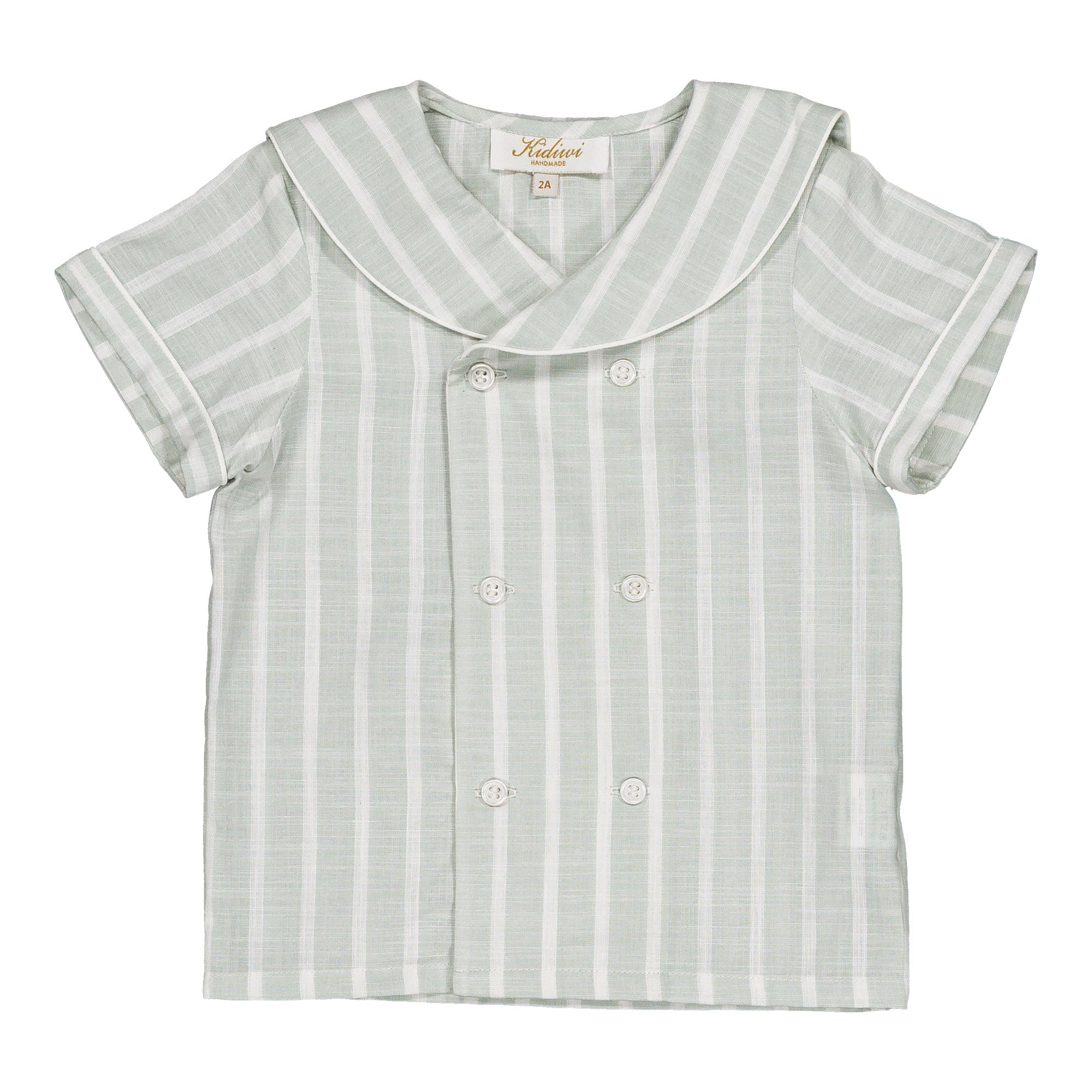 Ambroise, chemise garçon, à grandes rayures menthe