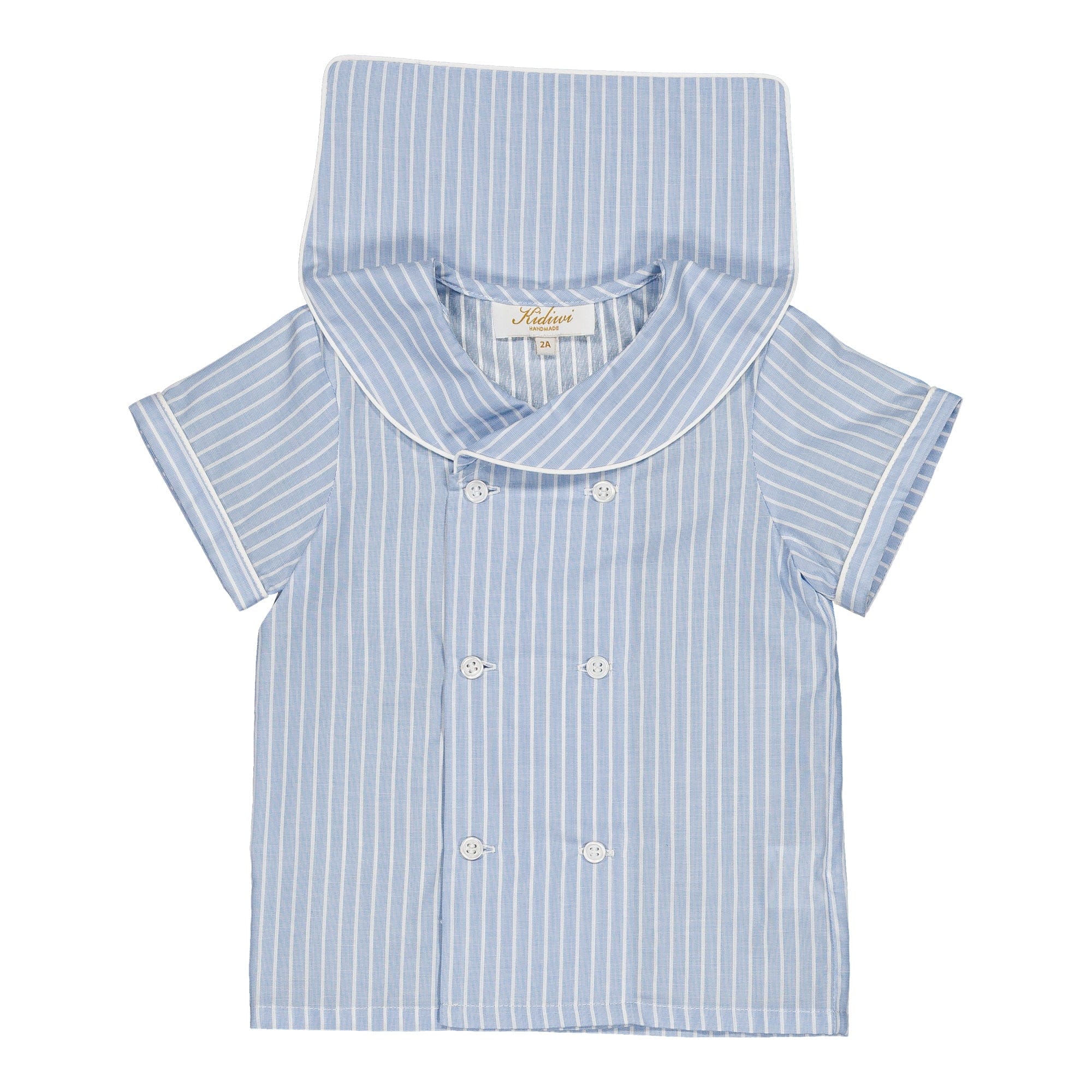 Ambroise, chemise garçon, à rayures bleu bleuet