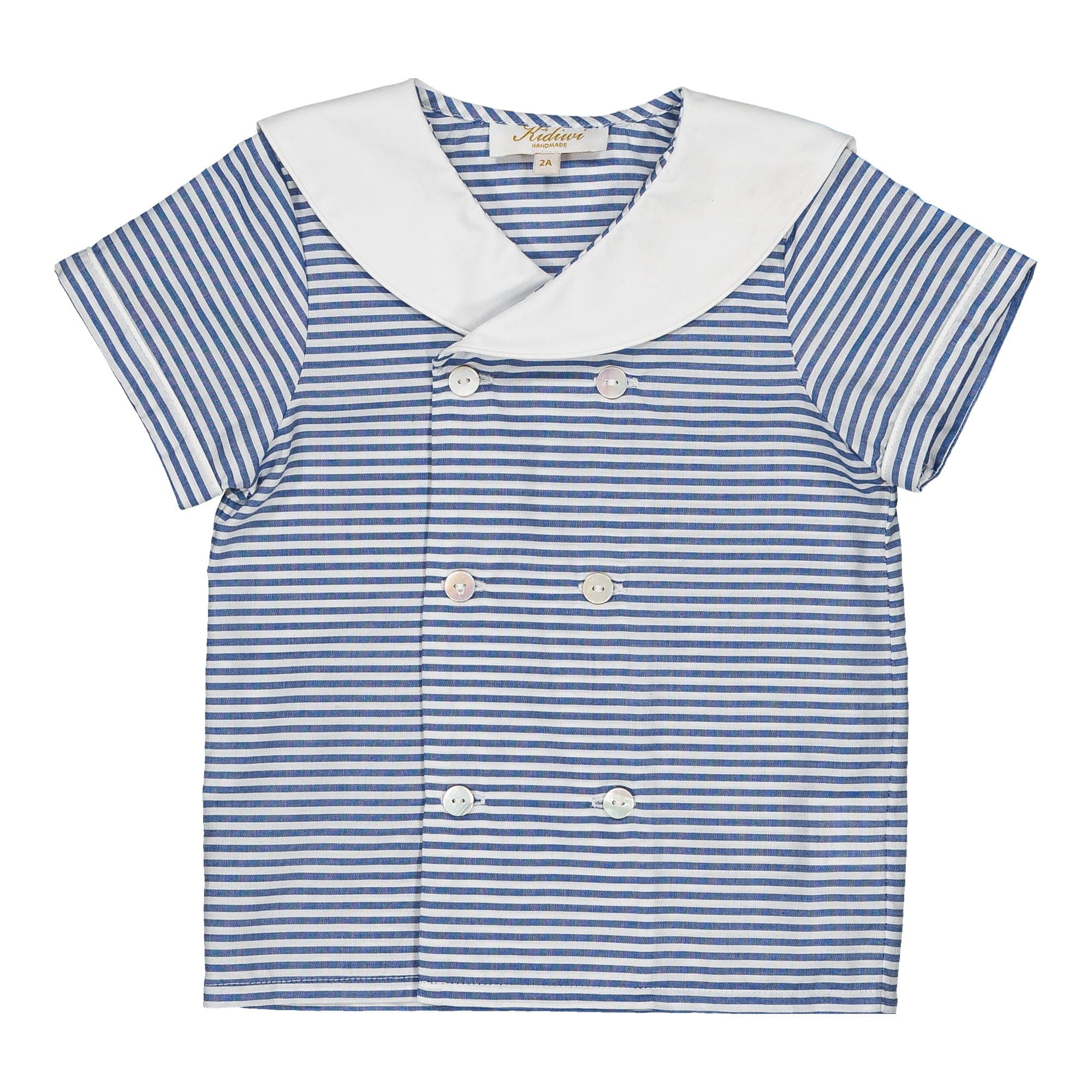 Ambroise, chemise garçon, à rayures bleu marine