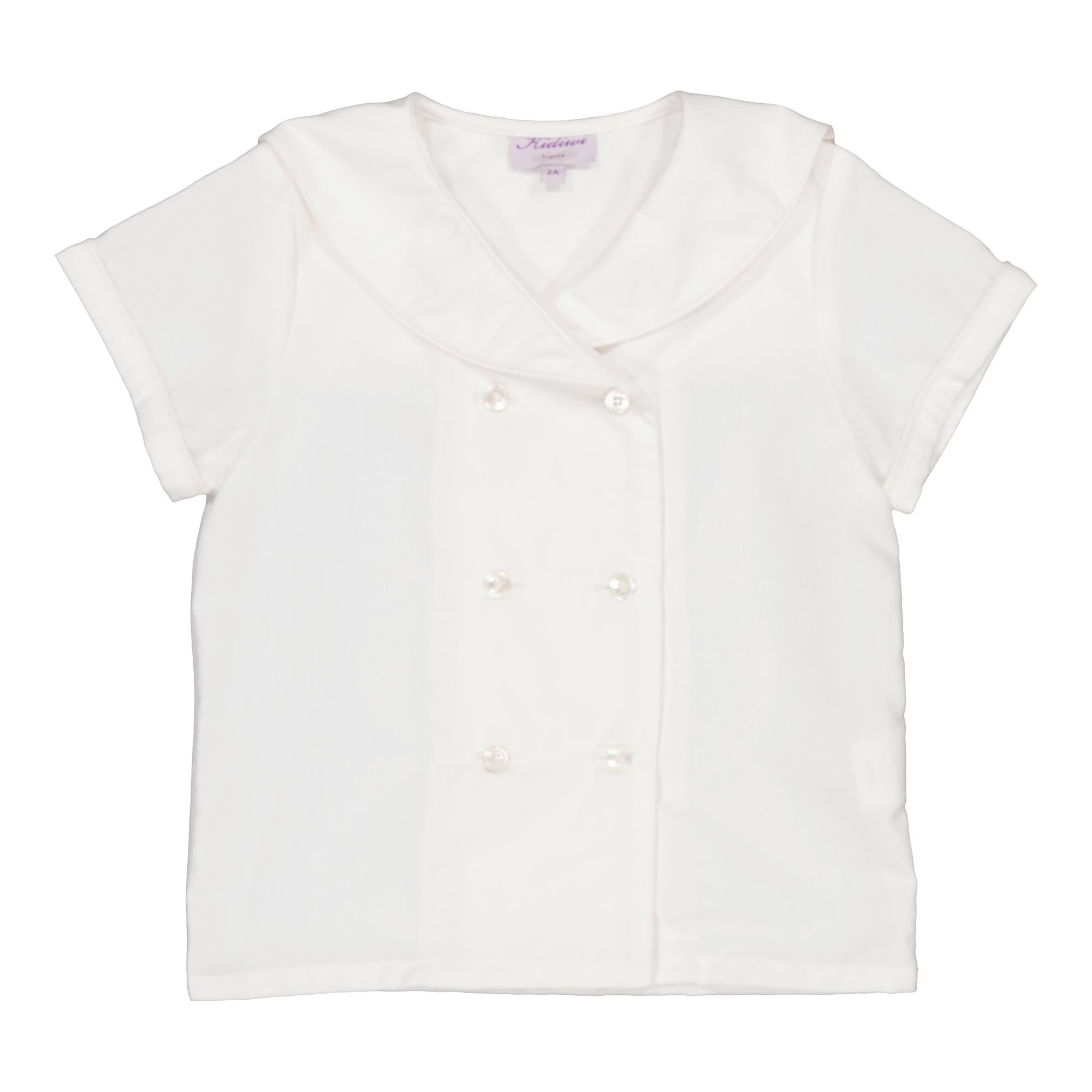 Ambroise, chemise garçon, en piqué de coton blanc TPQ02 - Piqué de coton blanc