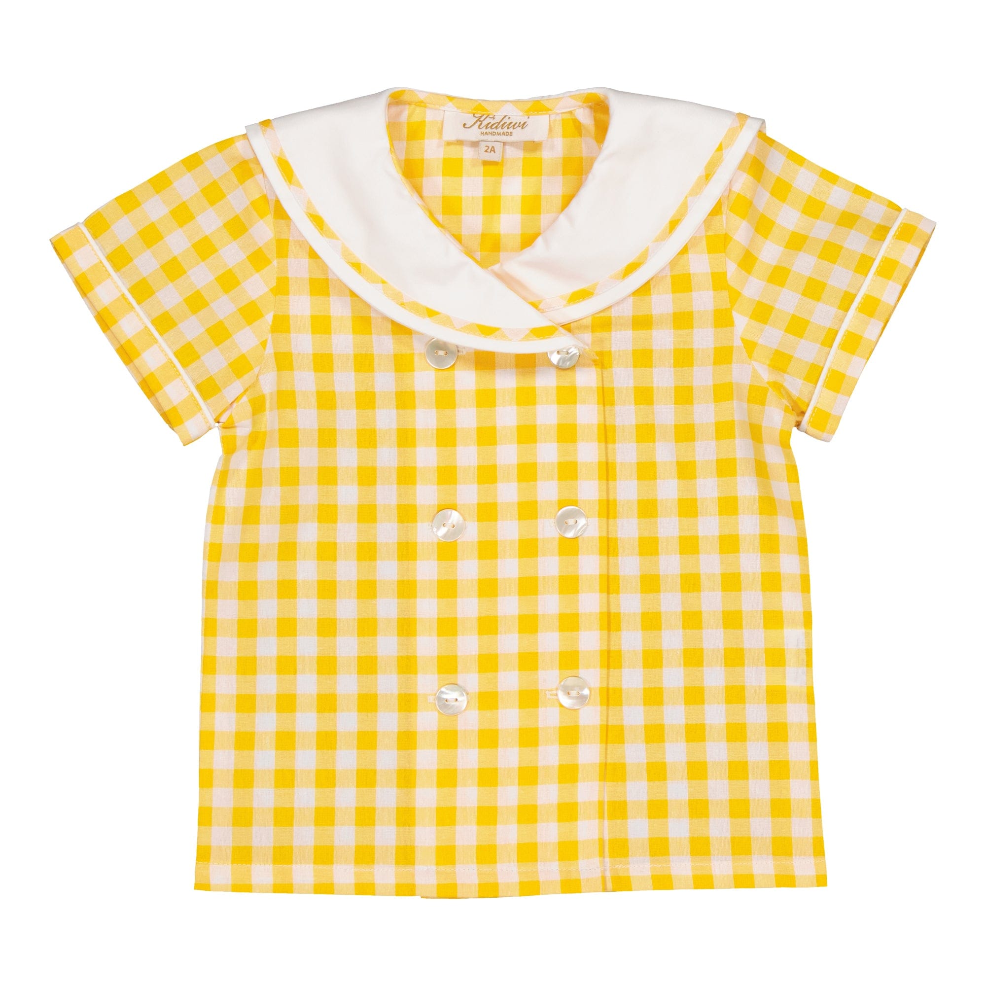 Ambroise, chemise garçon en vichy jaune 10mm