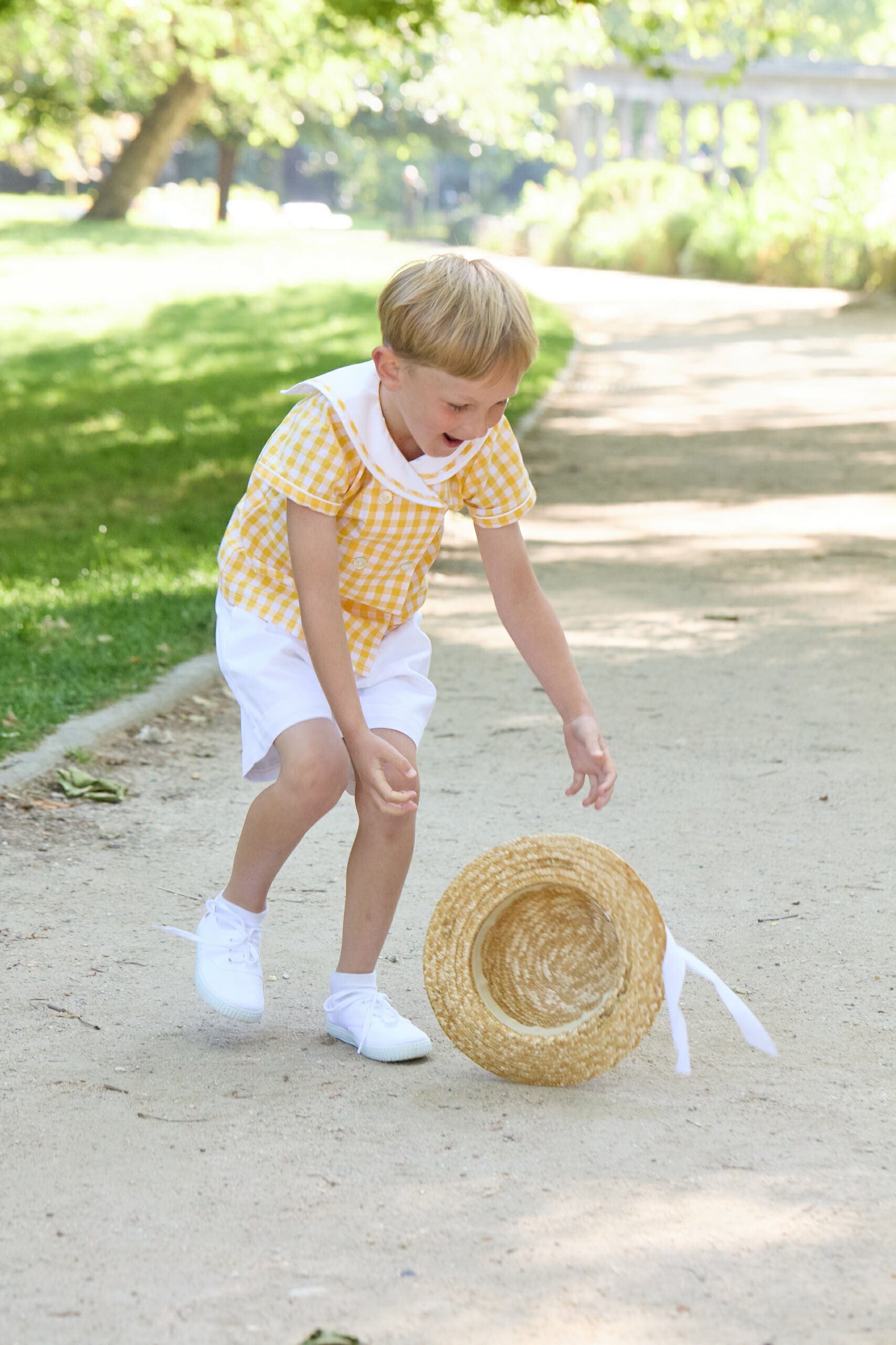 Ambroise, chemise garçon en vichy jaune 10mm