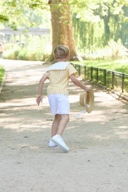 Ambroise, chemise garçon en vichy jaune 10mm