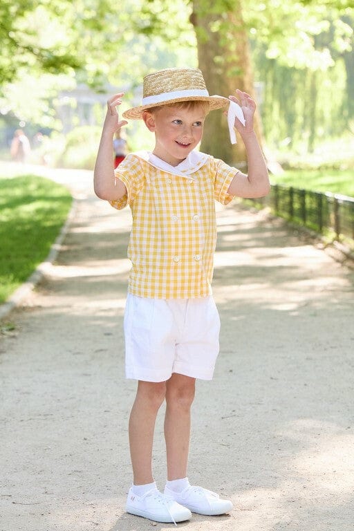 Ambroise, chemise garçon en vichy jaune 10mm