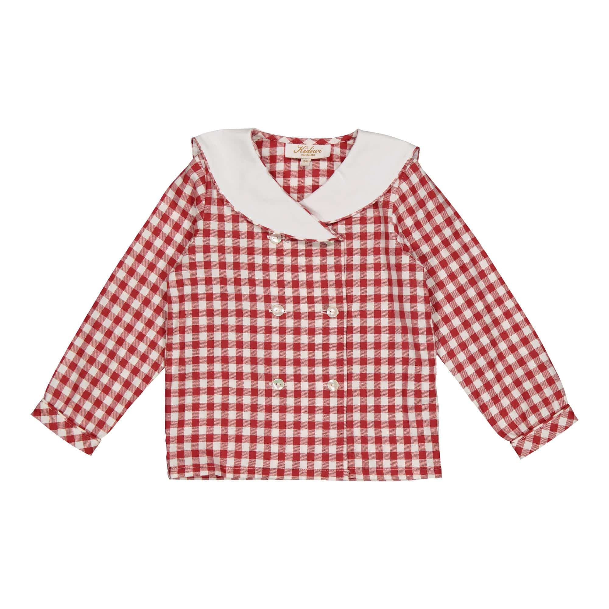 Ambroise ML, chemise en sergé de vichy rouge