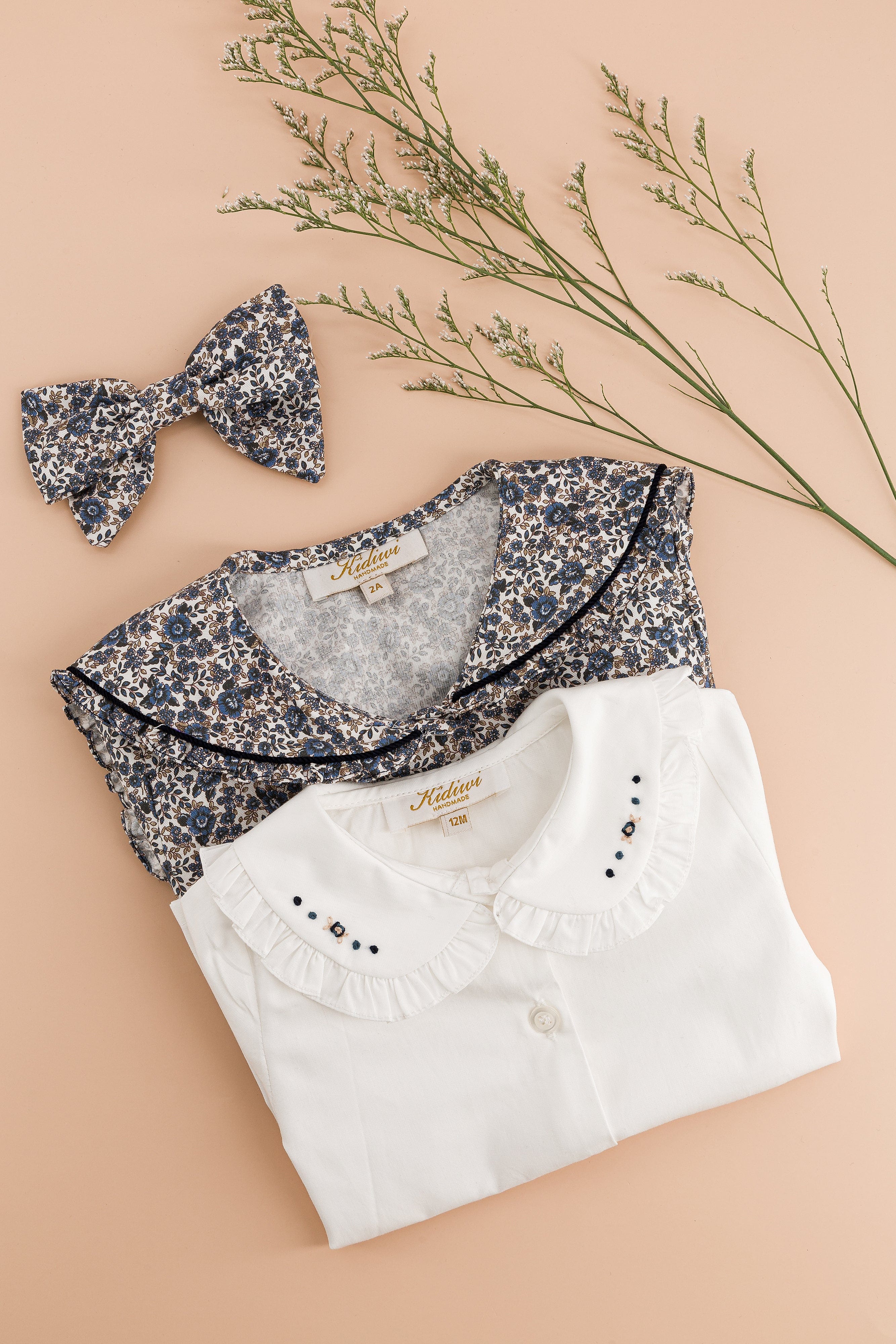 Ambroisie, blouse imprimé, bleu marine