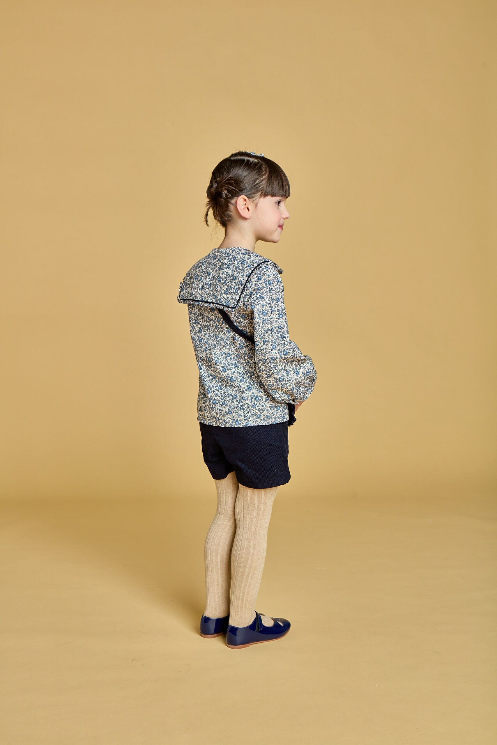 Ambroisie, blouse imprimé, bleu marine