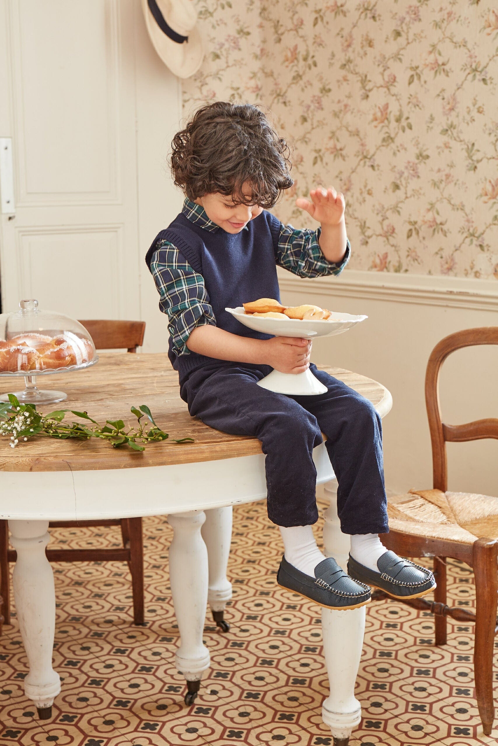 Arthur, chemise en tartan bleu et vert