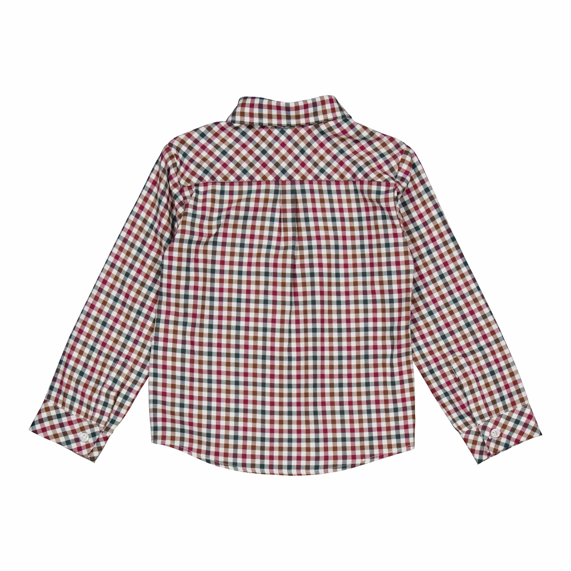 Arthur, chemise garçon, en vichy bordeaux et vert pin