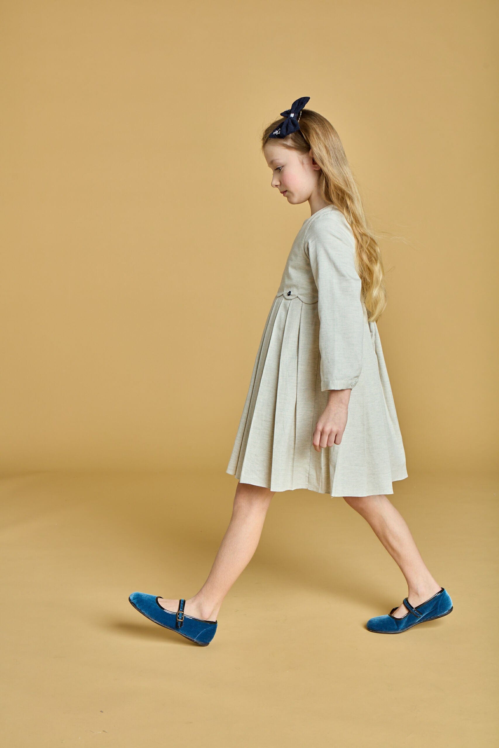 Ashley, robe en twill de coton biologique gris chiné