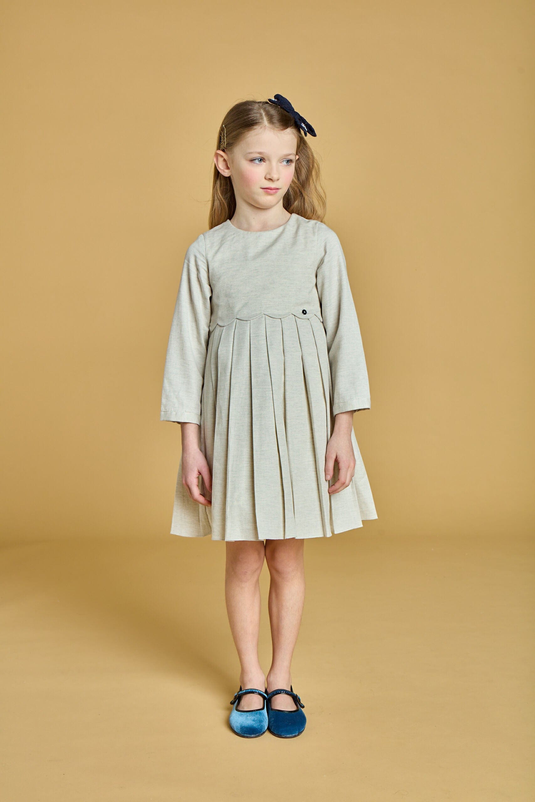 Ashley, robe en twill de coton biologique gris chiné