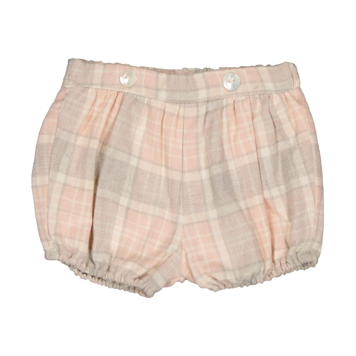 Baba, baby bloomer, in Pink, beige, grey tartan