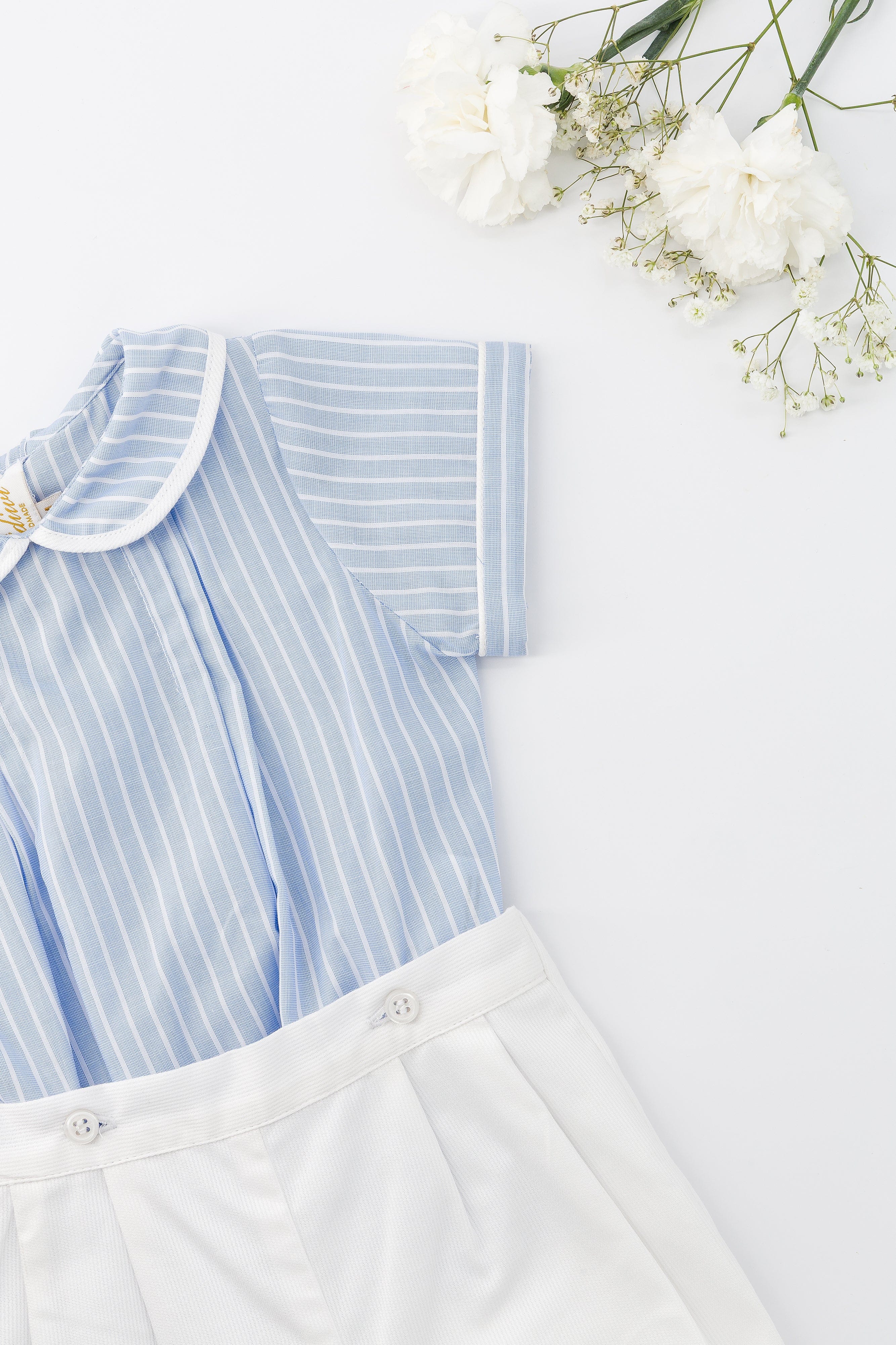 Barnabé, ensemble pour bébé garçon, à rayures bleu bleuet