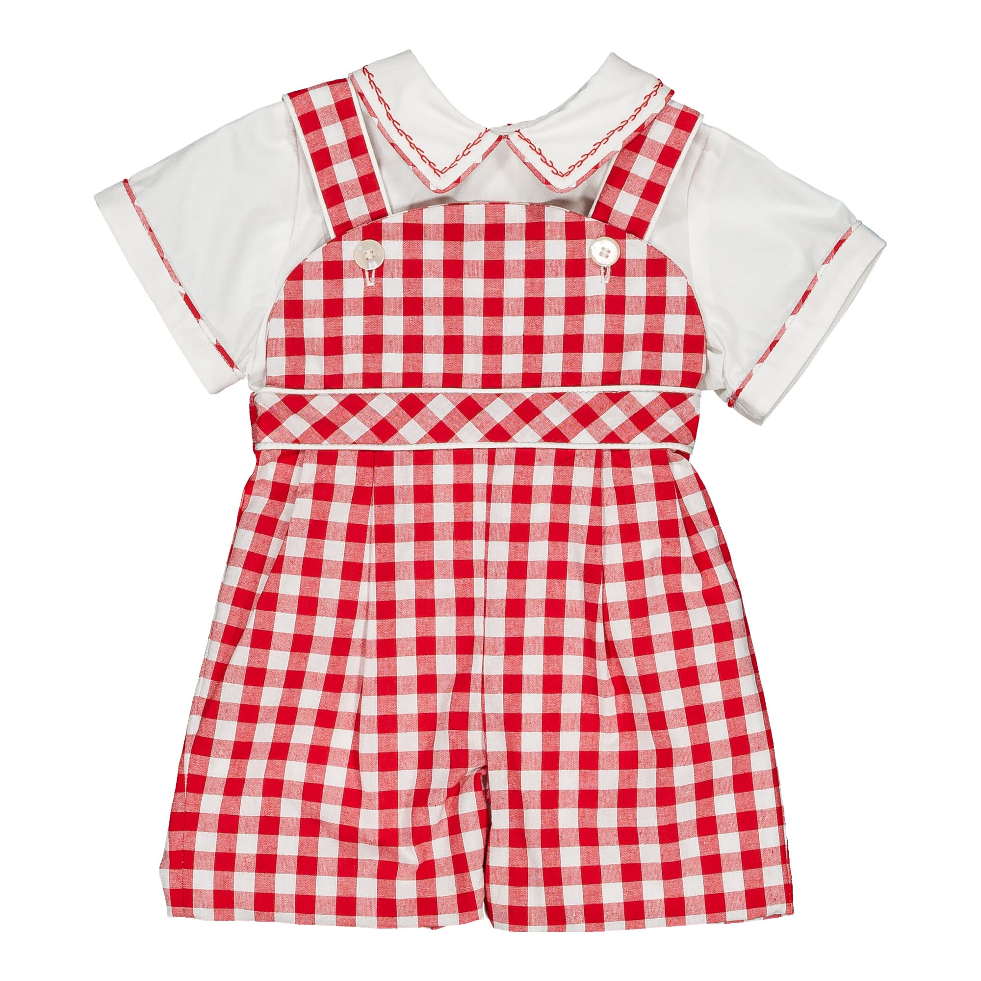 Basile et Firmin, baby boy set, in Medium red gingham