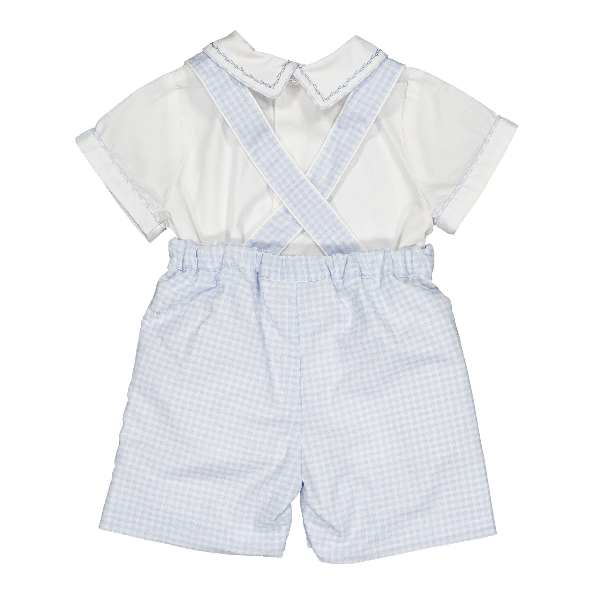 Basile et Firmin, ensemble pour bébé garçon, en petit vichy bleu ciel