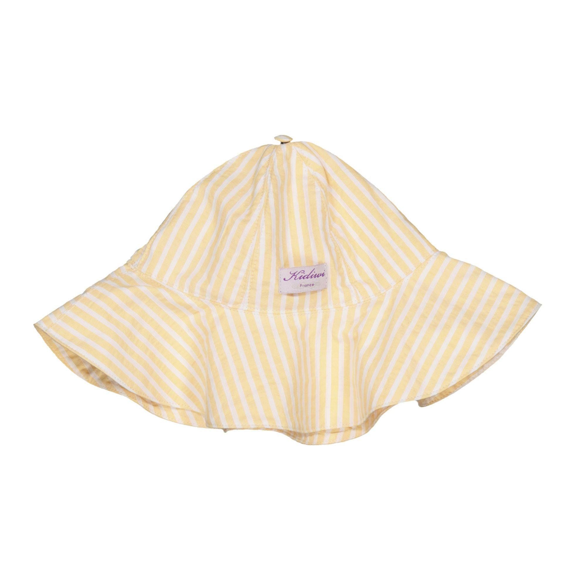Bob, chapeau en coton, rayures jaunes et blanches en seersucker
