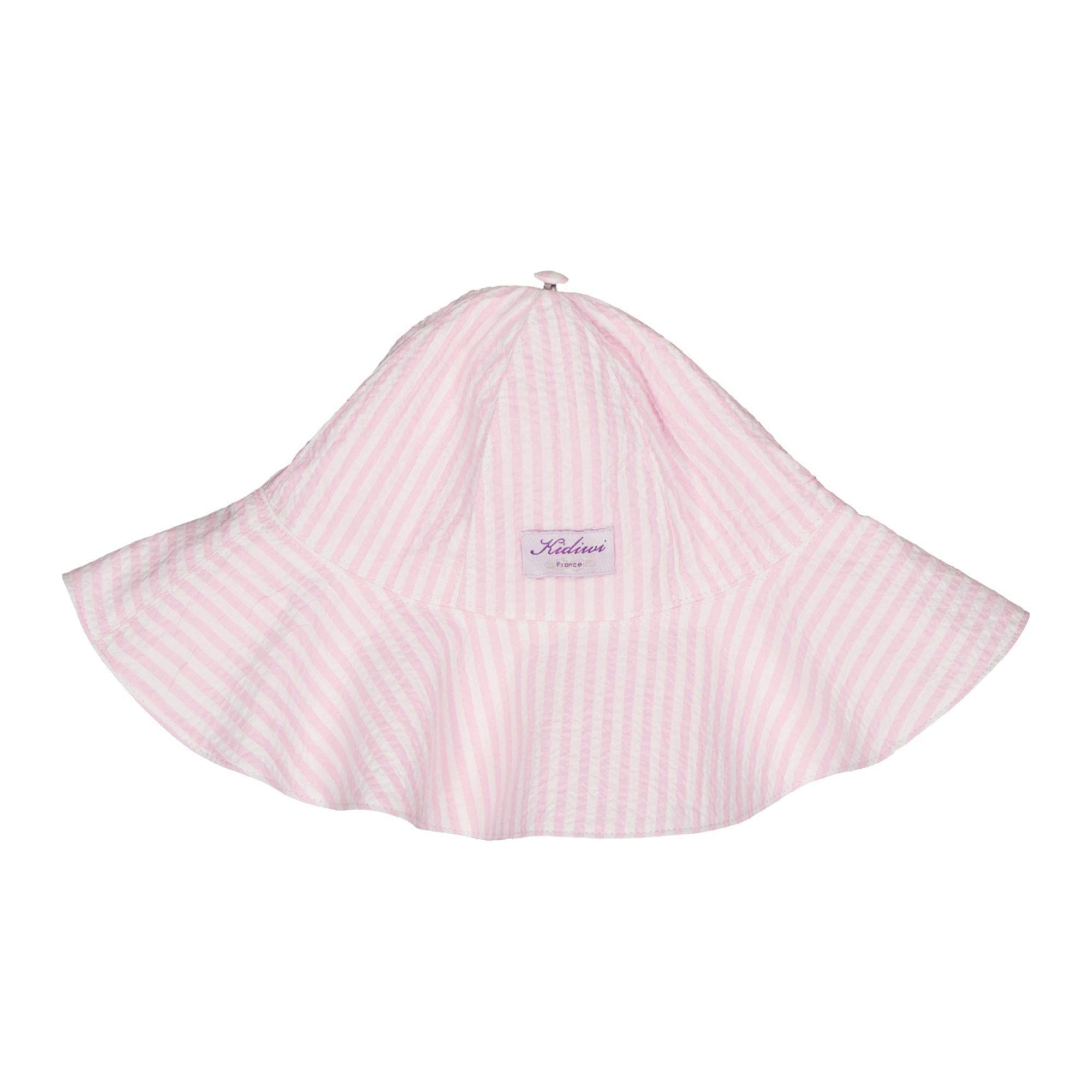 Bob, chapeau en coton, rayures rose et blanc en seersucker