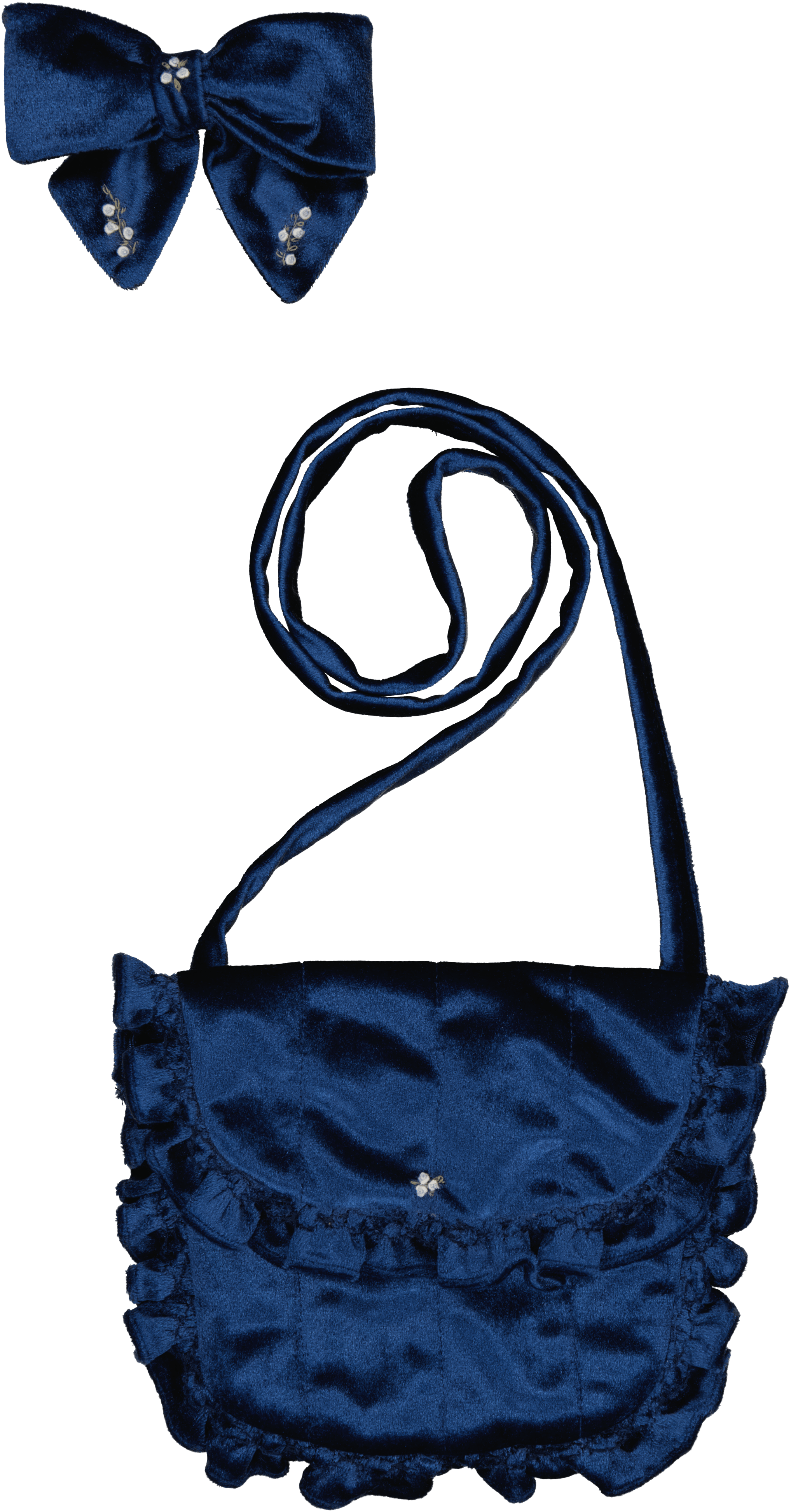 Bonnie-B, barrette à cheveux brodée, en velours bleu marine