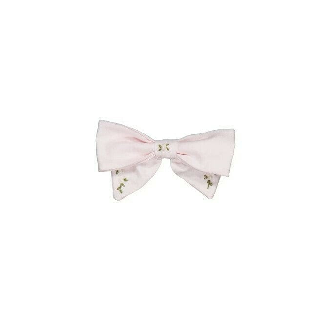 Bonnie-B, pince à cheveux brodée en twill de coton rose pâle