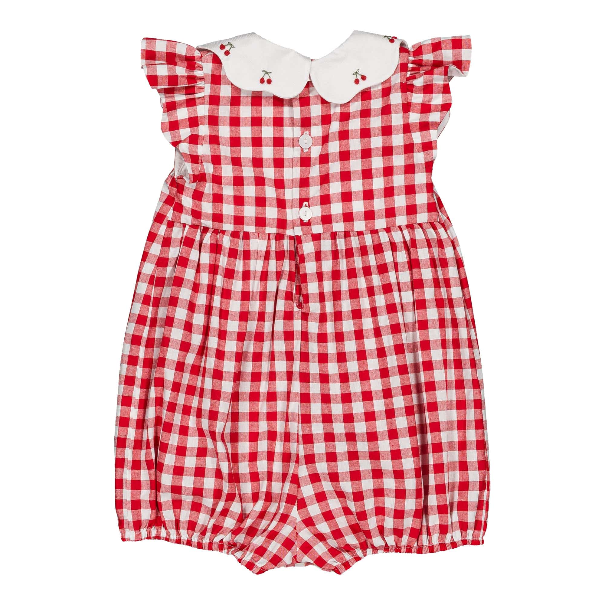 Charlotte, girl romper, in Medium red gingham