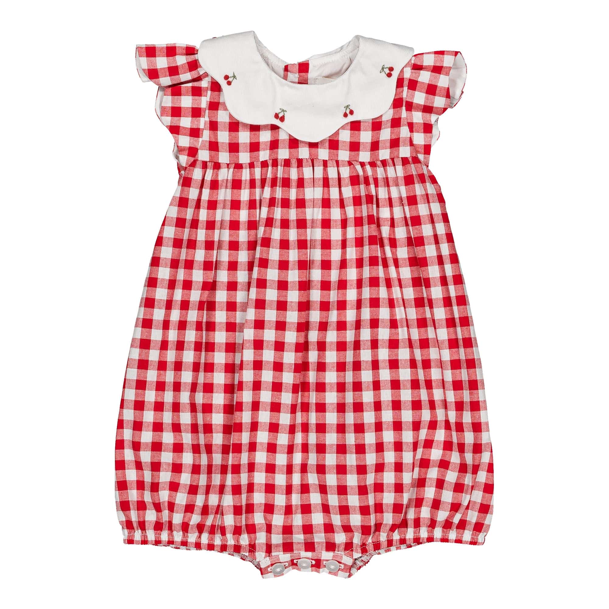 Charlotte, girl romper, in Medium red gingham
