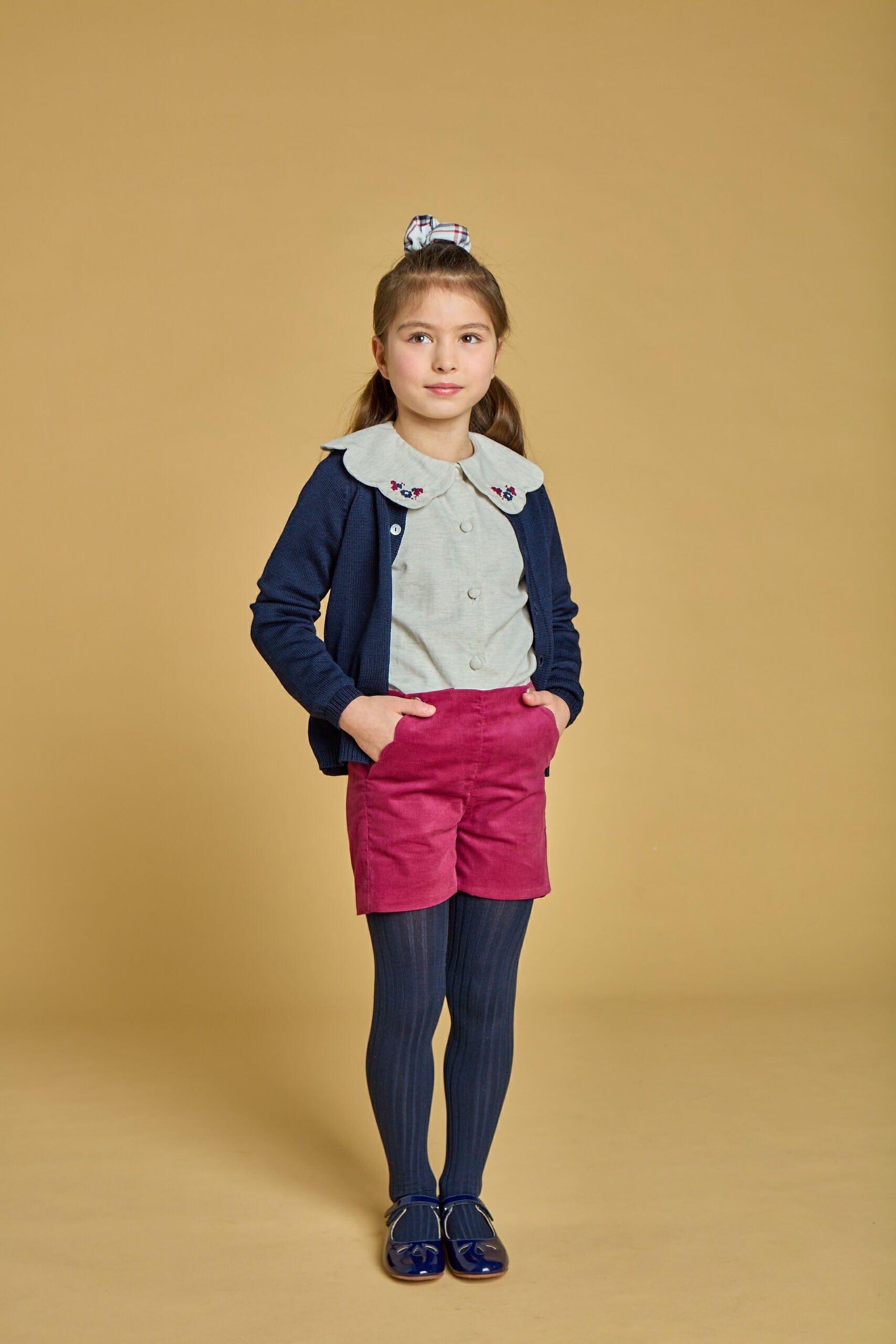 Colette BL, blouse fille en twill de coton gris chiné