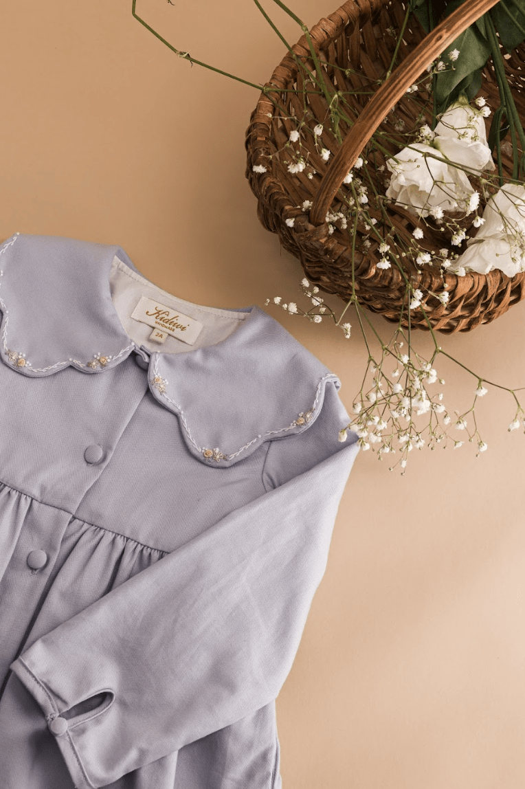 Colette, robe en sergé de coton biologique bleu arctique