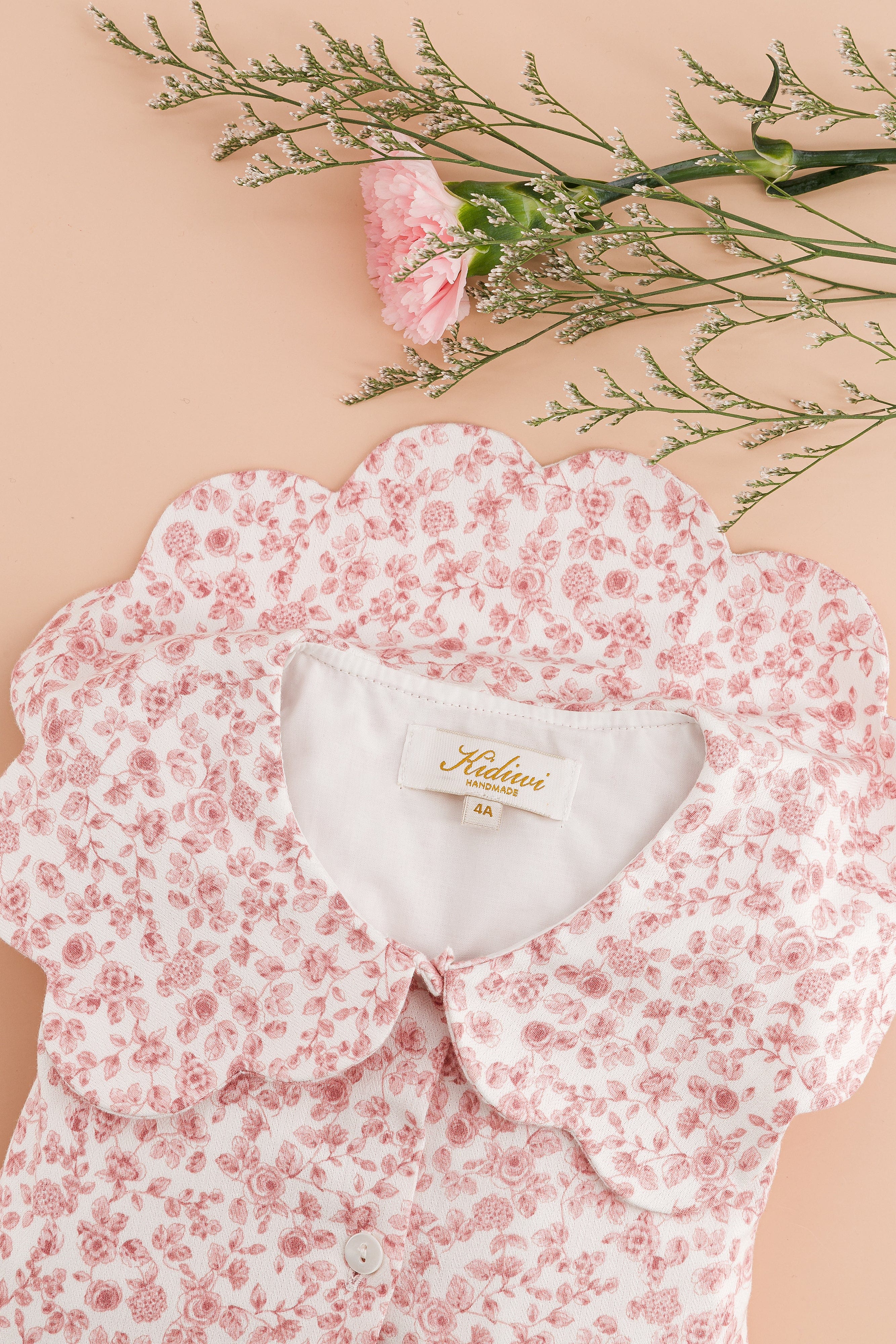 Colette, robe imprimé vieux rose