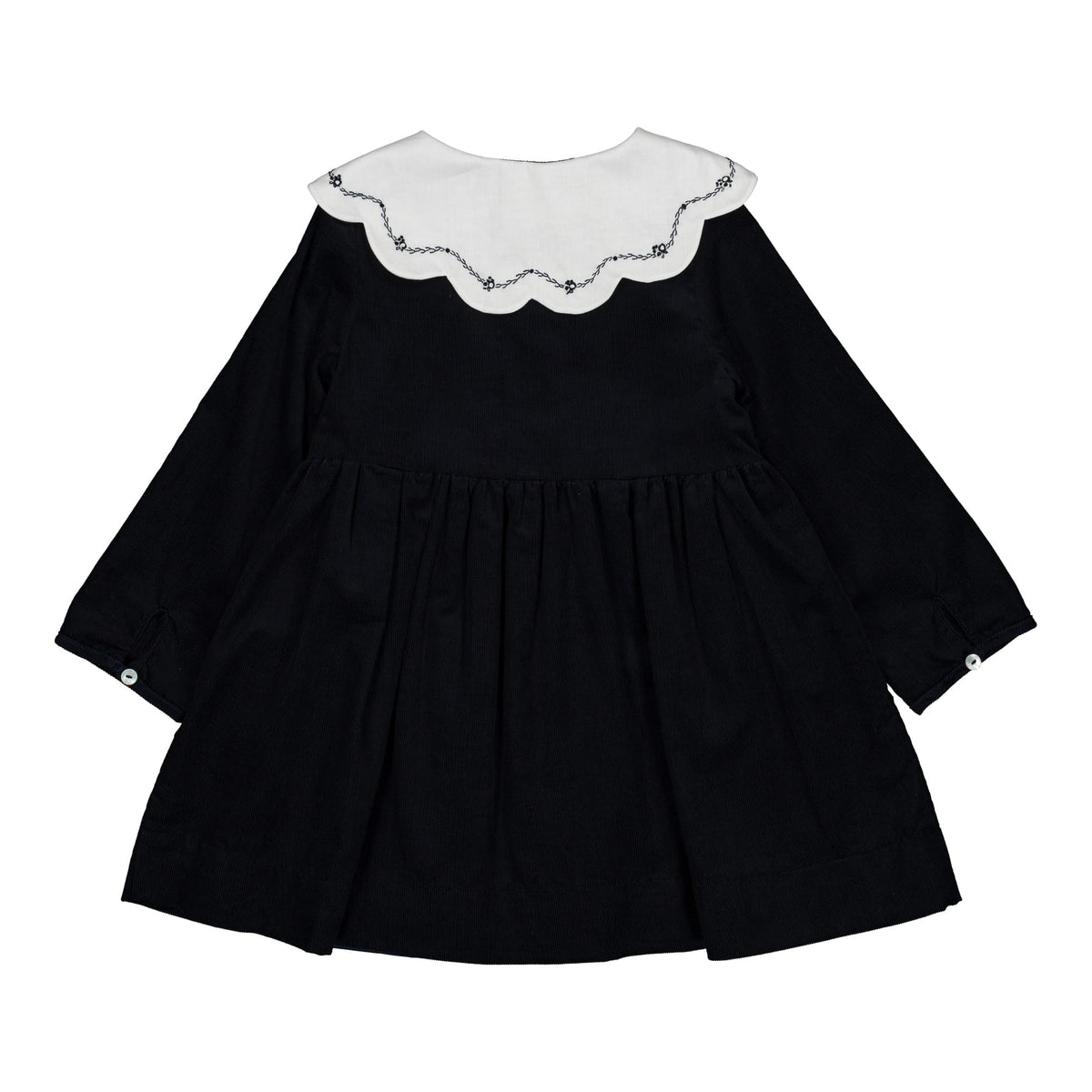 Colette, Robe pour fille en velours côtelé bleu marine