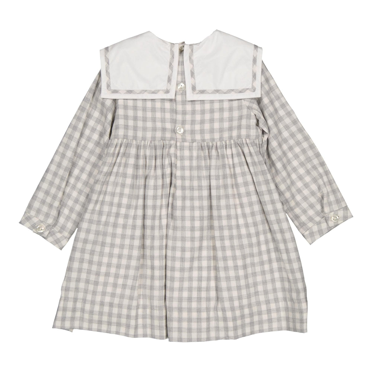 Constantina, robe en sergé vichy gris pâle