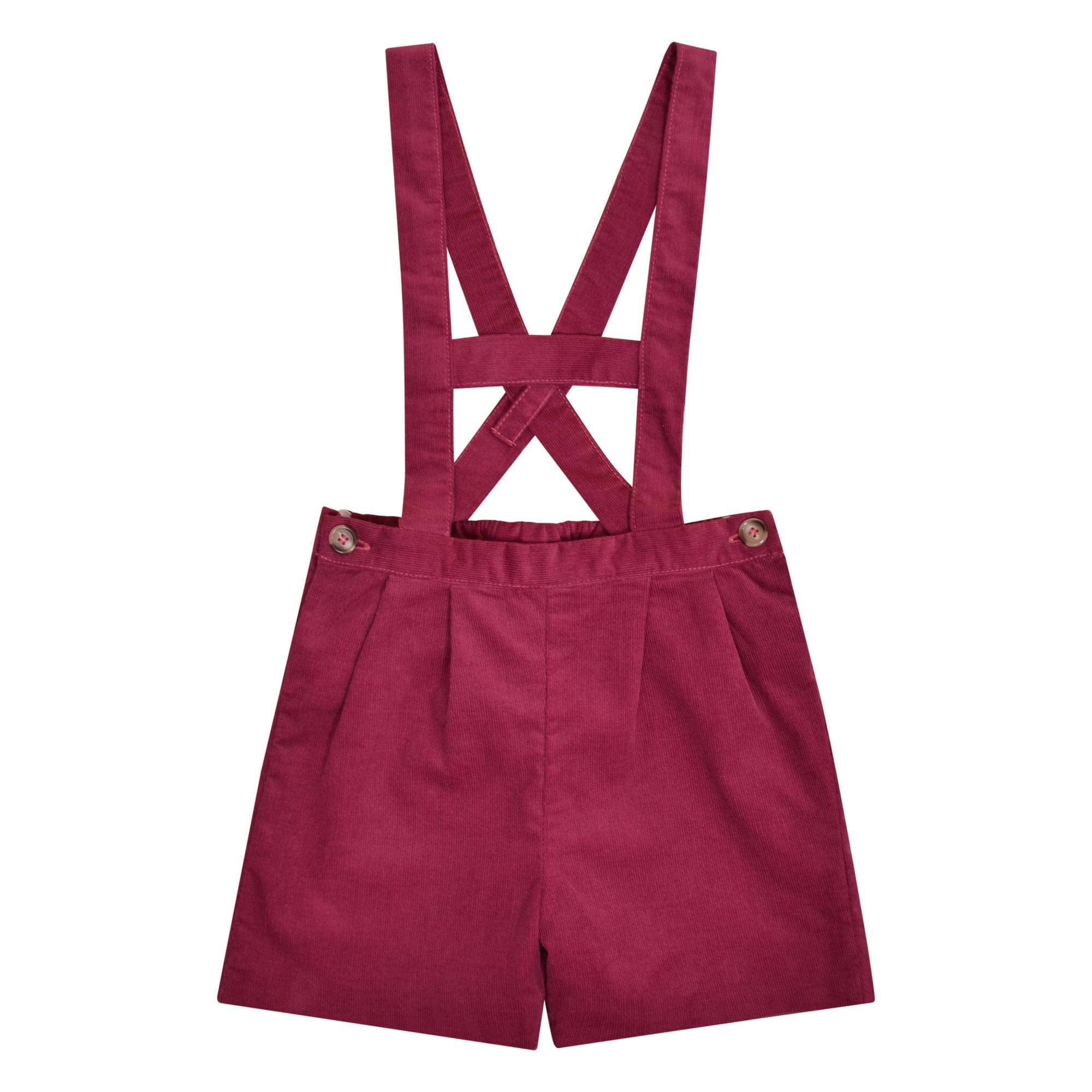 Elias, Salopette barre haute garçon H, en velours côtelé bordeaux - Elias, Boy's high bar dungarees H, in Bordeaux corduroy