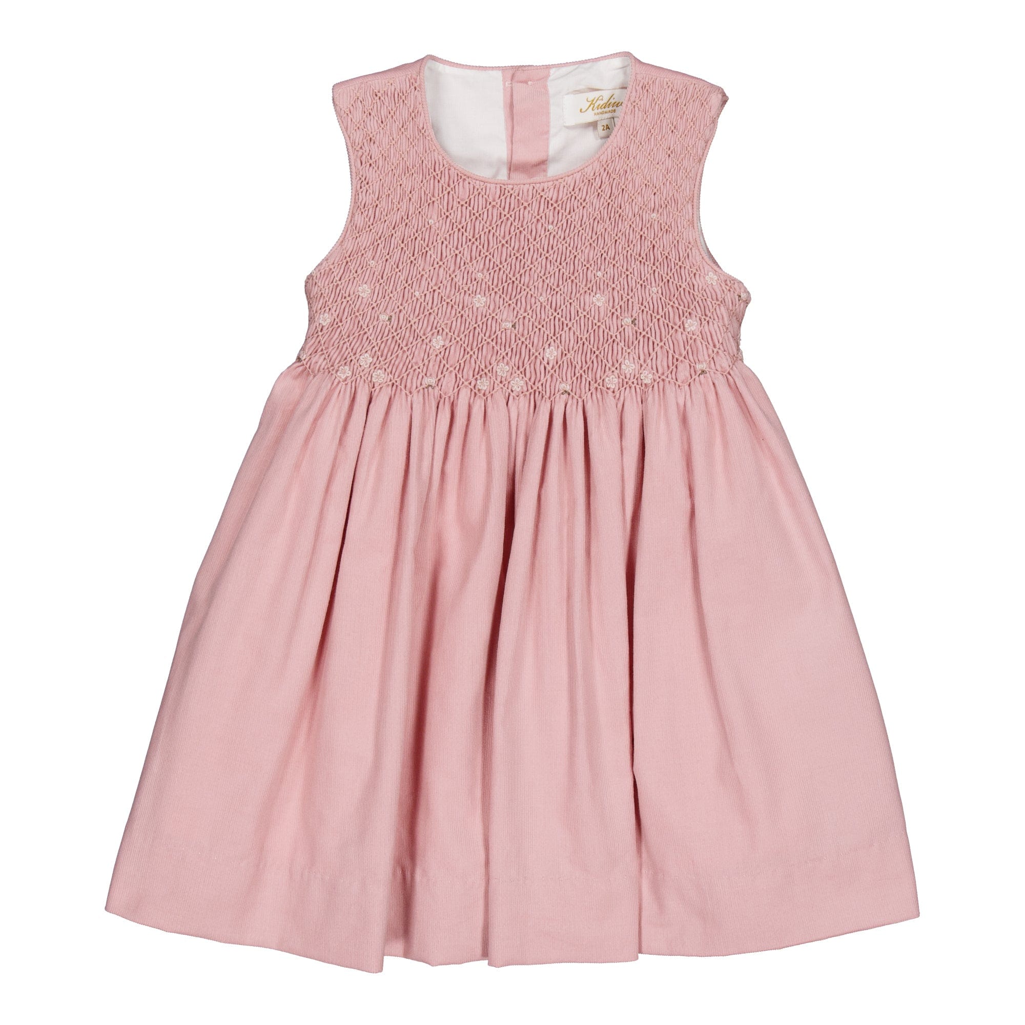 Emma, robe chasuble smockée en velours côtelé