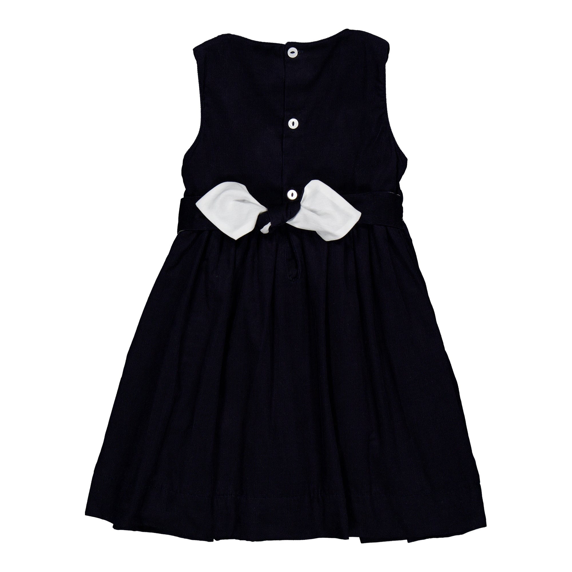 Emma, robe chasuble smockée, en velours côtelé marine