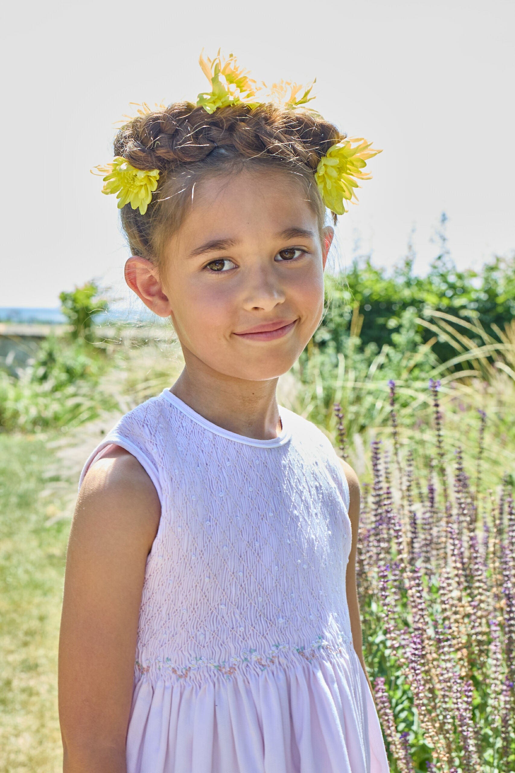 Emma, smocked dress, in Pink piqué